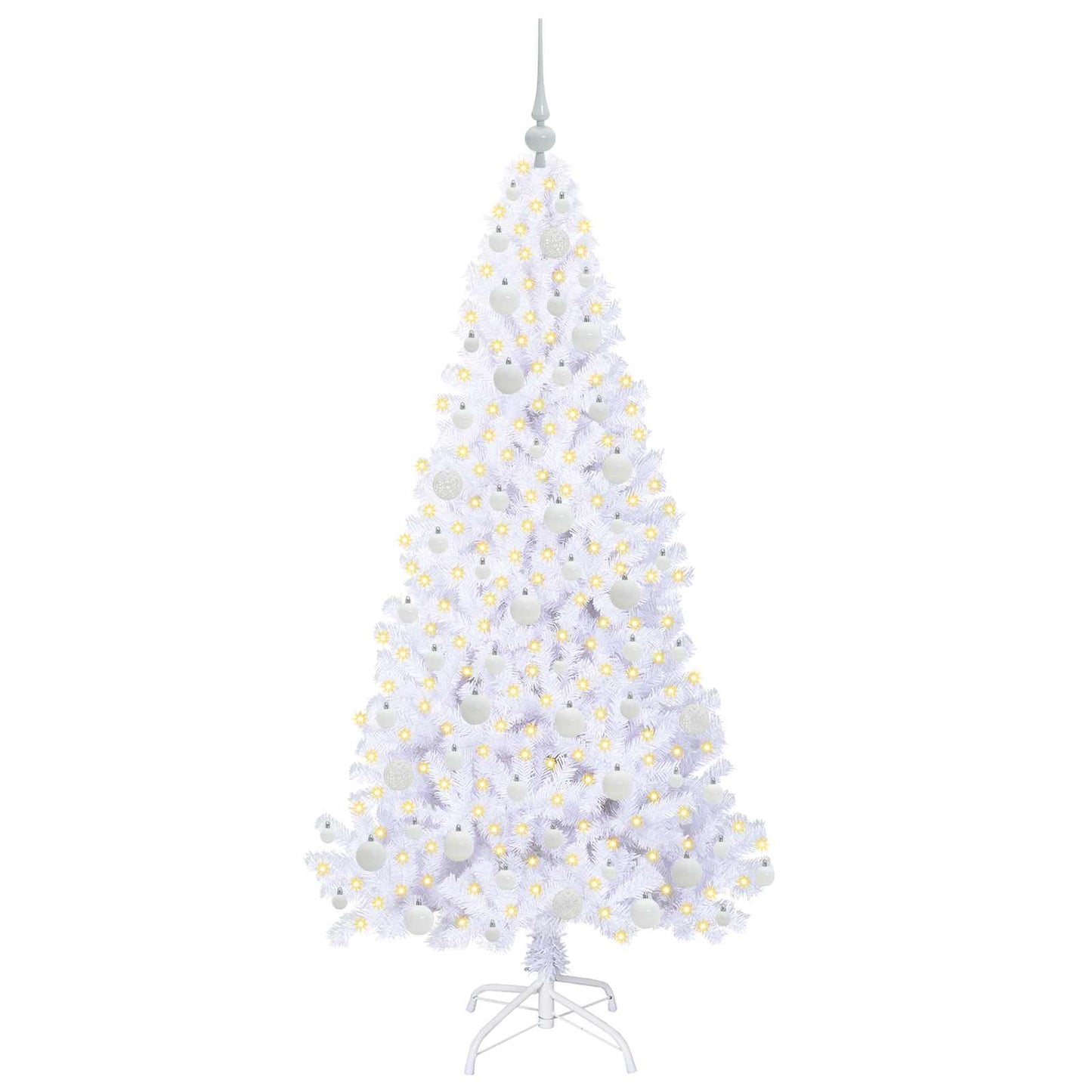 Kunstigt juletræ med 300 LED'er Hvid 180 cm PVC og Stål