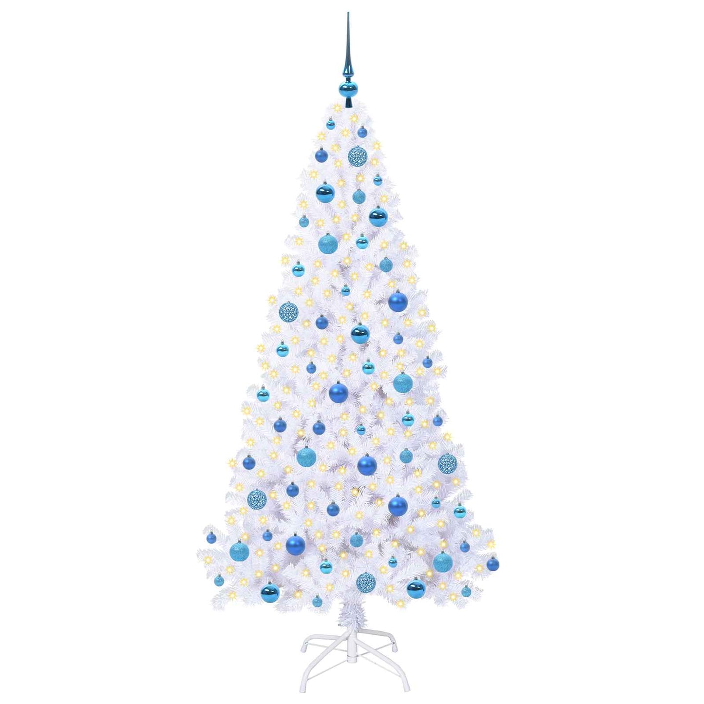 Kunstigt juletræ med 300 LED'er Hvid 180 cm PVC og Stål