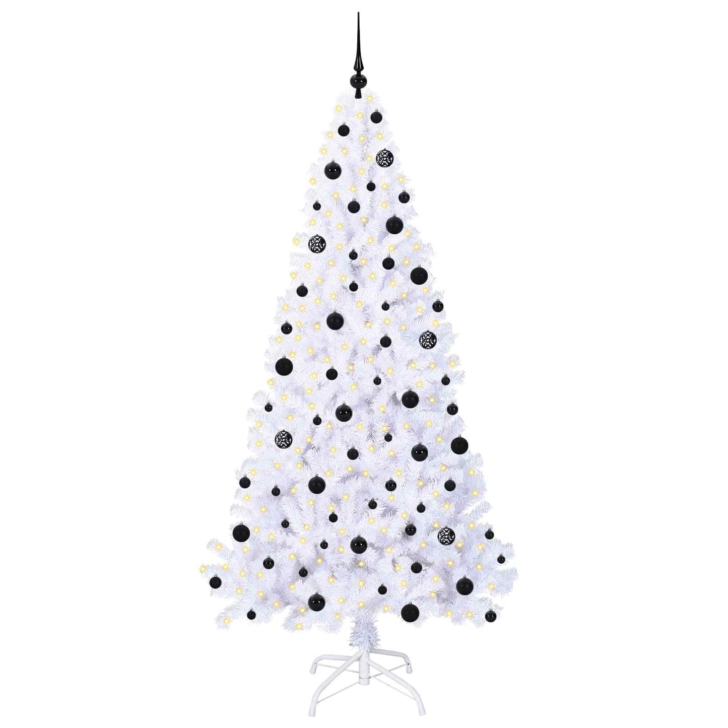 Kunstigt juletræ med 300 LED'er Hvid 210 cm PVC og Stål