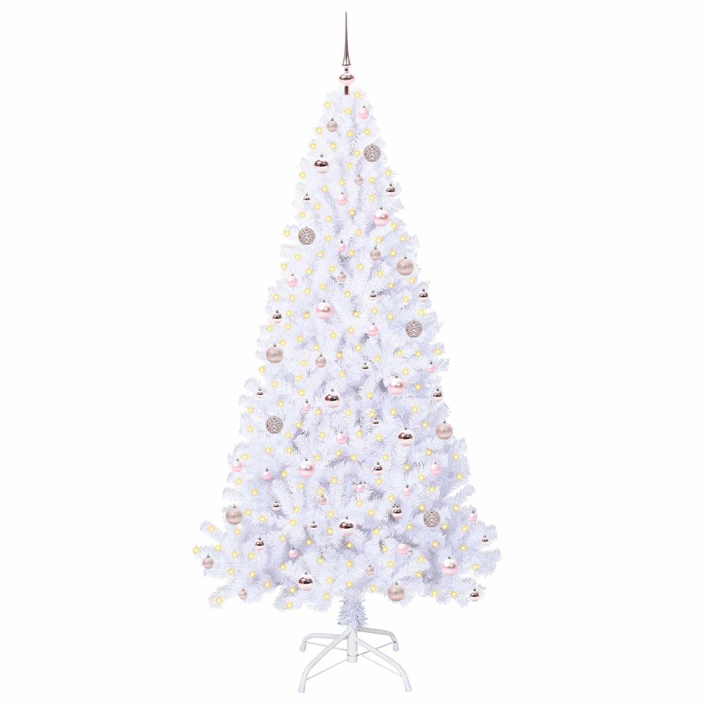 Kunstigt juletræ med 300 LED'er Hvid 210 cm PVC og Stål