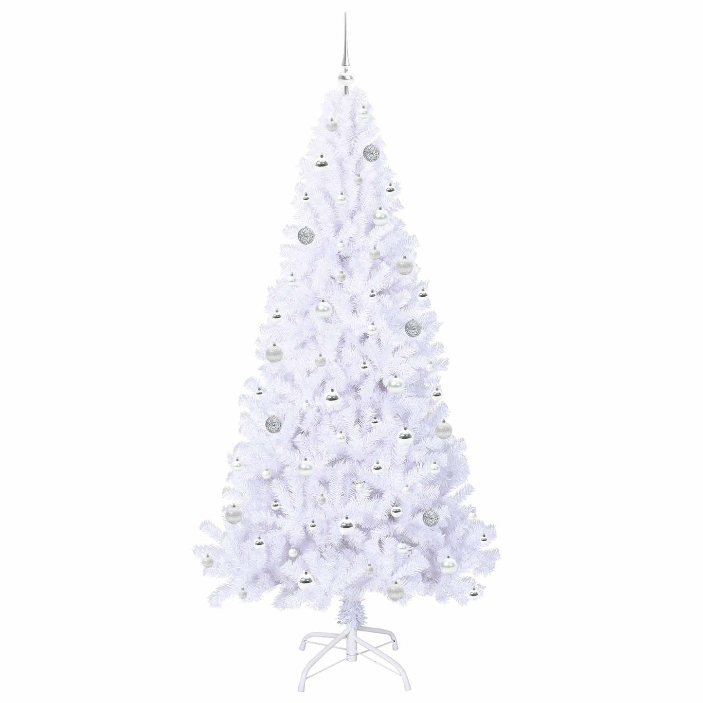 Kunstigt juletræ med 300 LED'er Hvid 210 cm PVC og Stål