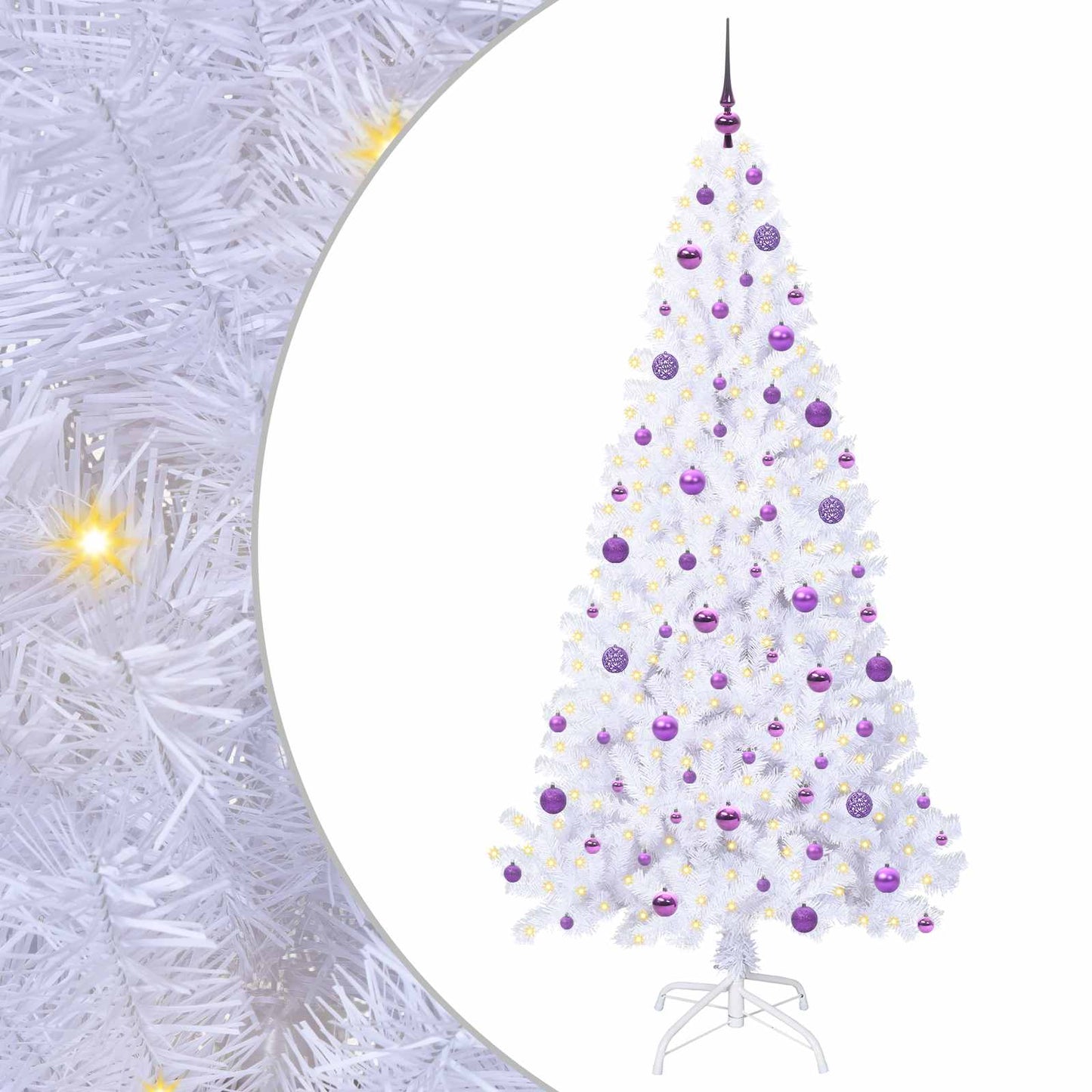 Kunstigt juletræ med 300 LED'er Hvid 210 cm PVC og Stål