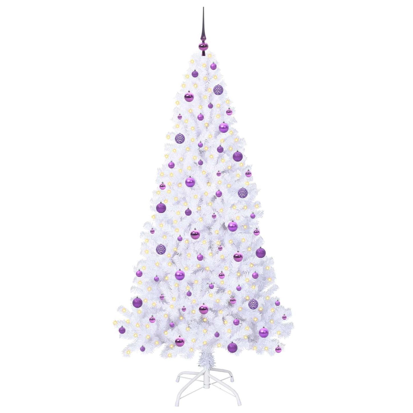 Kunstigt juletræ med 300 LED'er Hvid 210 cm PVC og Stål