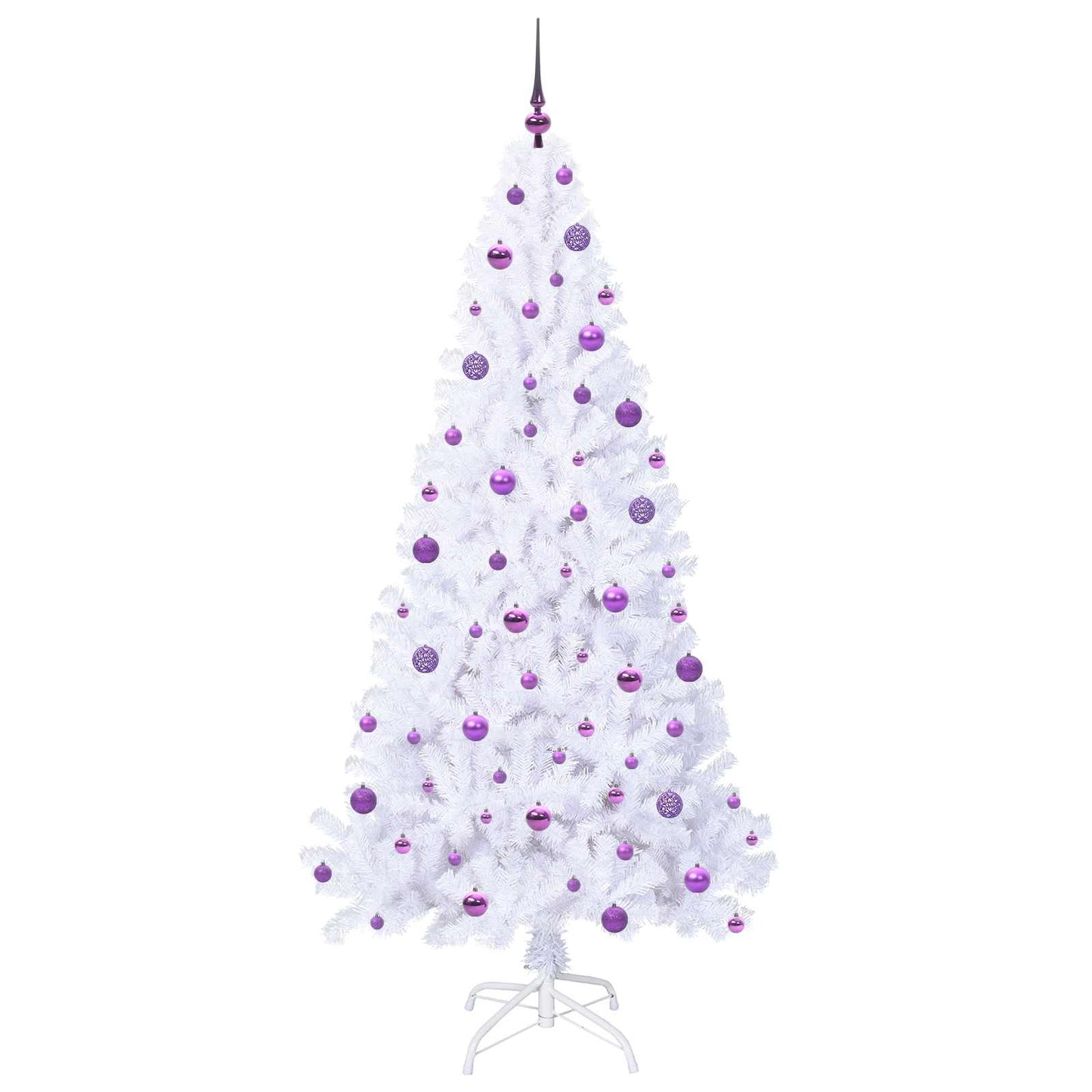 Kunstigt juletræ med 300 LED'er Hvid 210 cm PVC og Stål