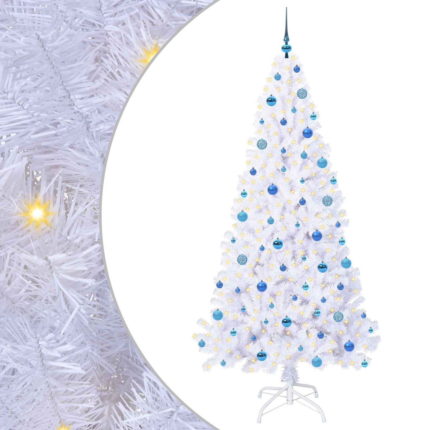 Kunstigt juletræ med 300 LED'er Hvid 210 cm PVC og Stål