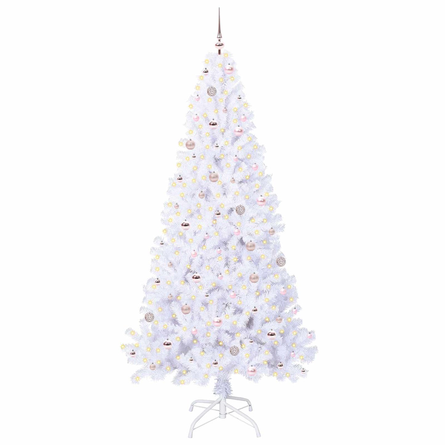 Kunstigt juletræ med 300 LED'er Hvid 240 cm PVC og Stål