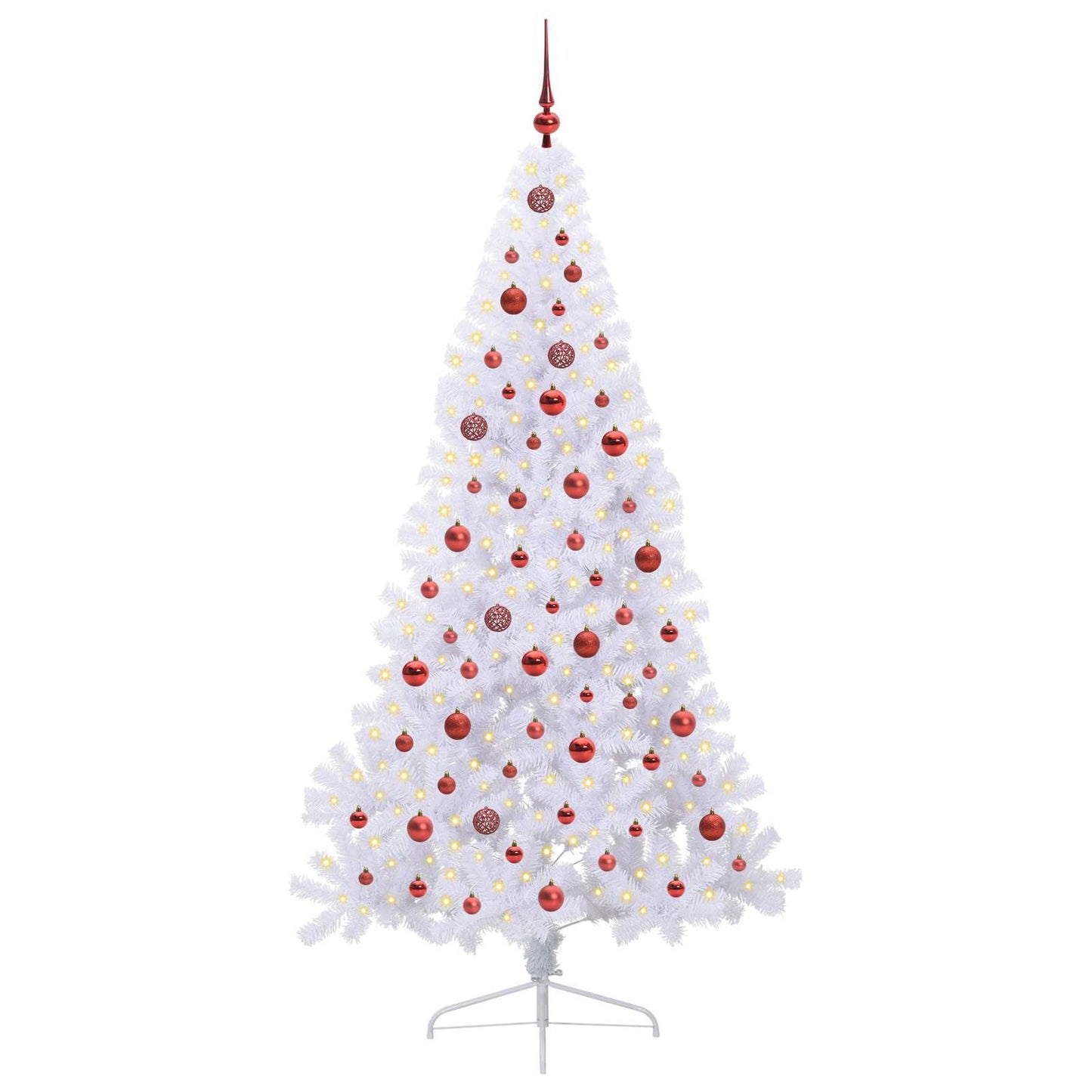 Kunstigt juletræ med 300 LED'er Hvid 210 cm PVC og Stål