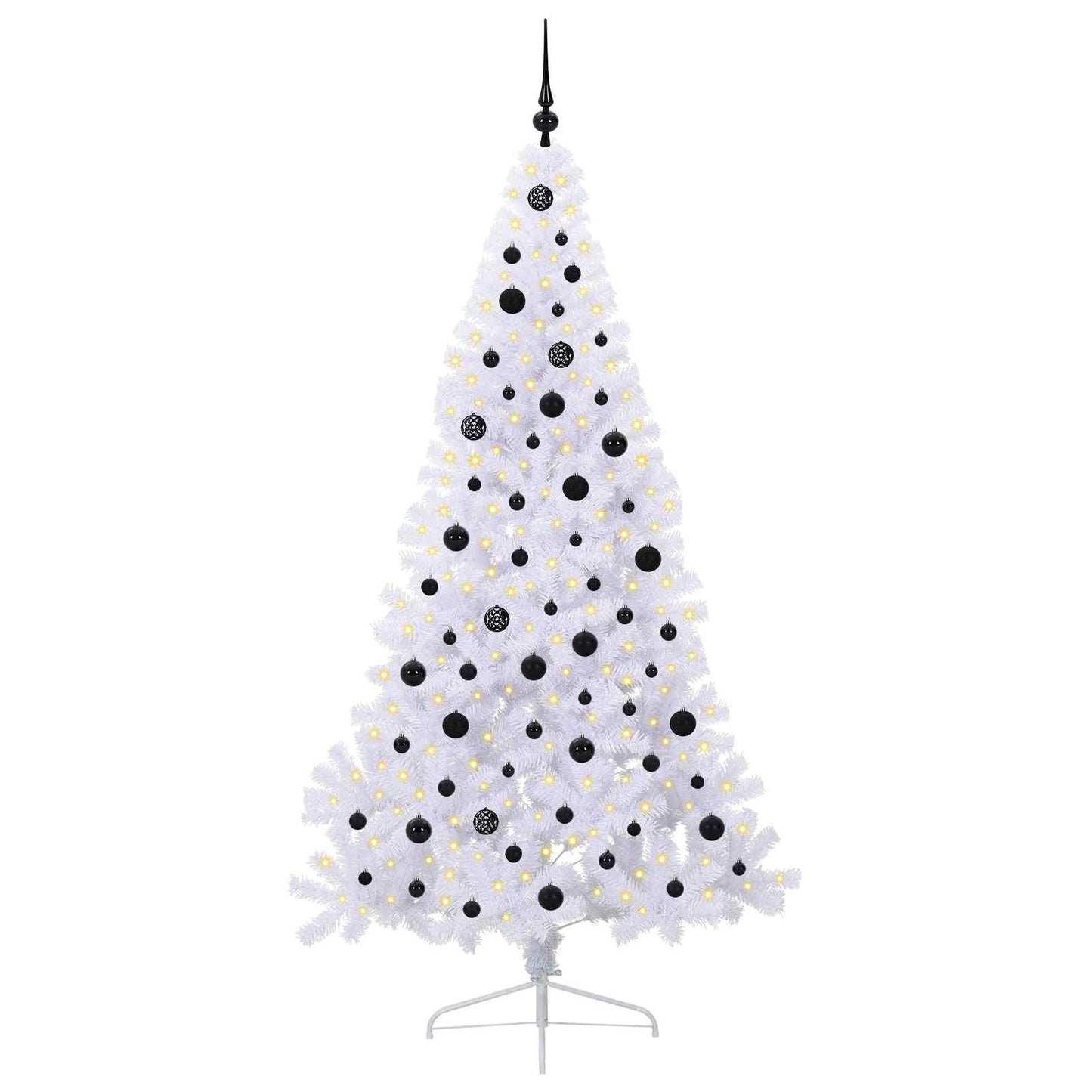 Kunstigt juletræ med 300 LED'er Hvid 210 cm PVC og Stål