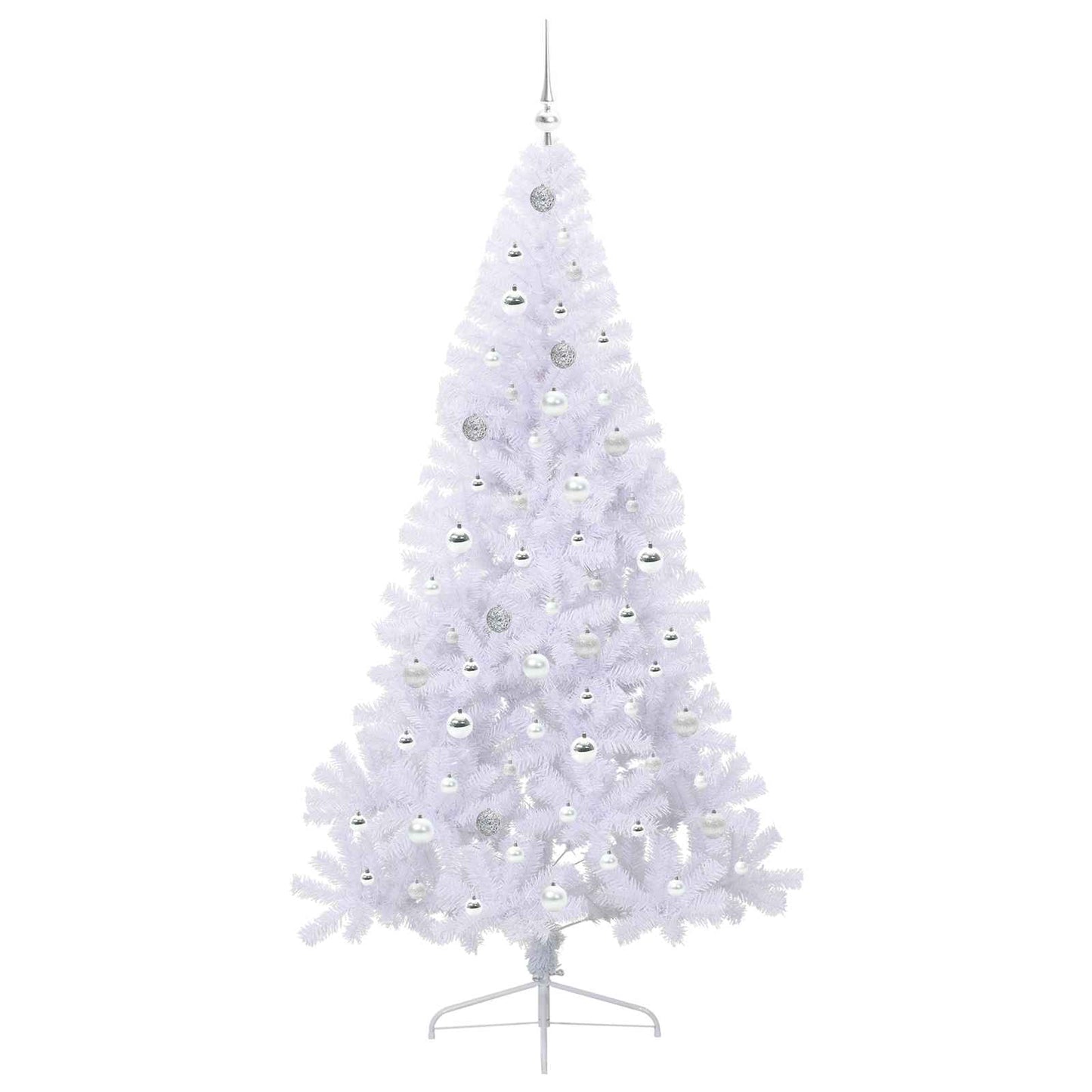 Kunstigt juletræ med 300 LED'er Hvid 210 cm PVC og Stål