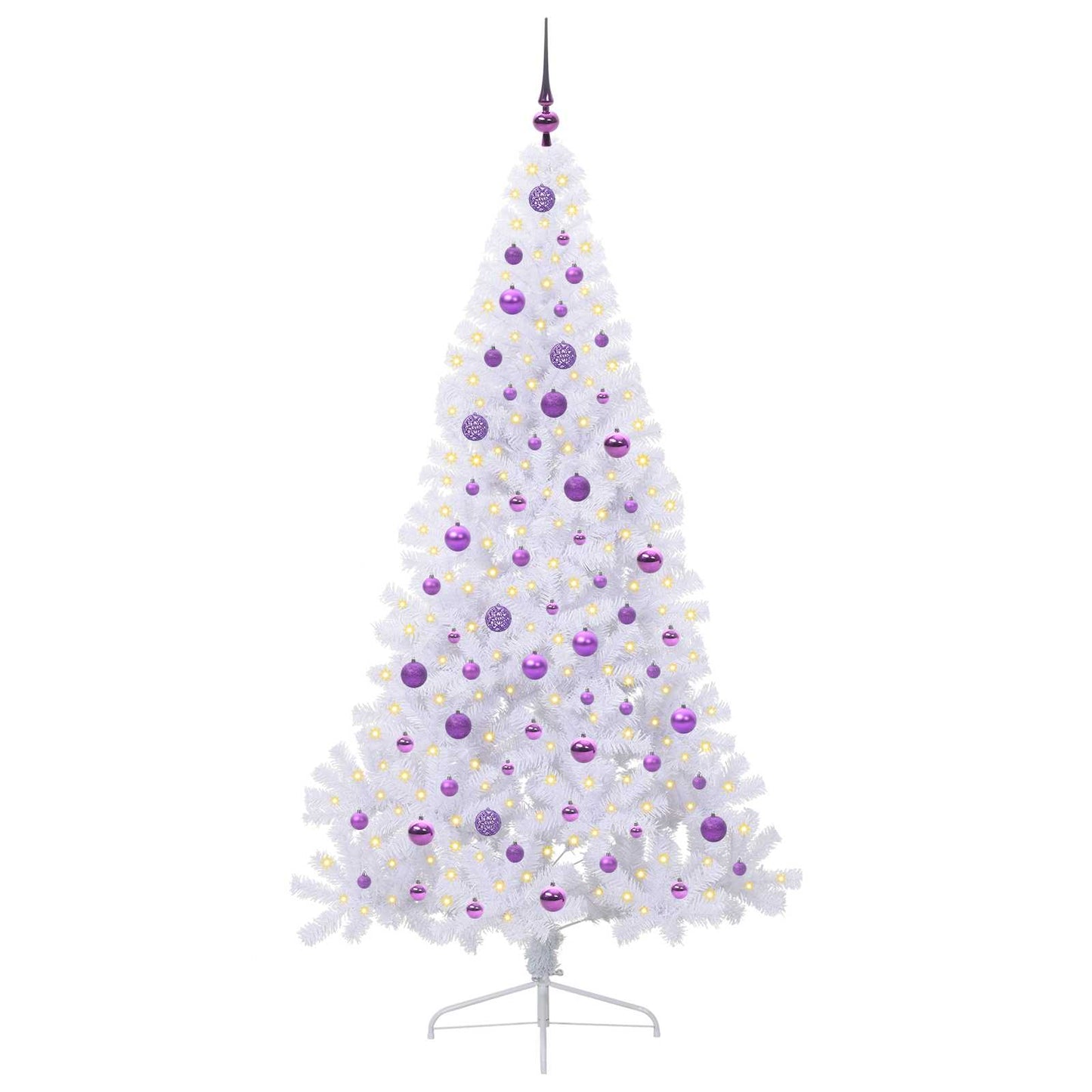 Kunstigt juletræ med 300 LED'er Hvid 210 cm PVC og Stål