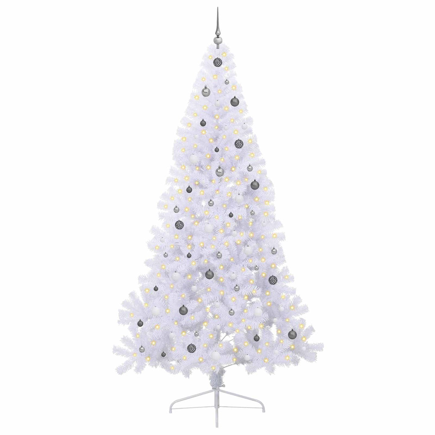 Kunstigt juletræ med 300 LED'er Hvid 240 cm PVC og Stål