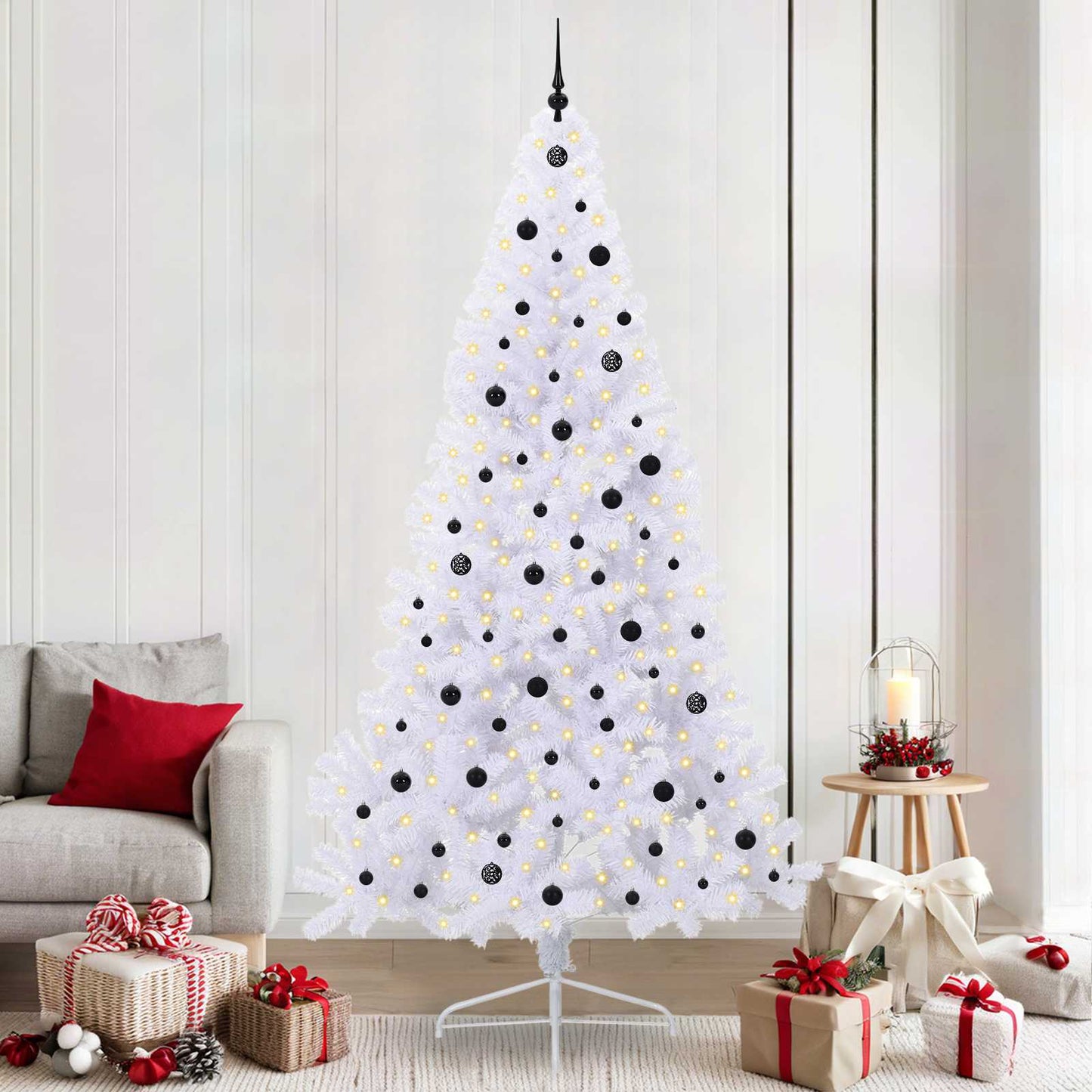 Kunstigt juletræ med 300 LED'er Hvid 240 cm PVC og Stål