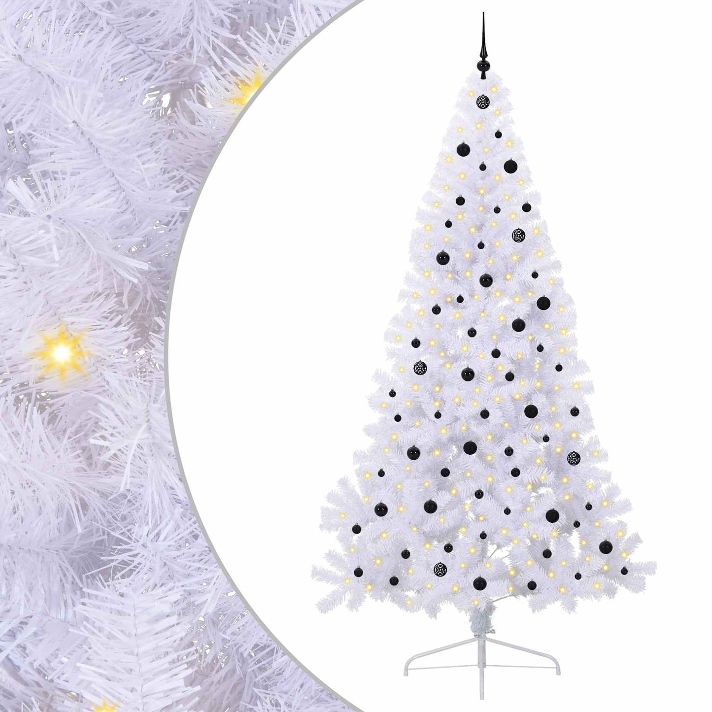 Kunstigt juletræ med 300 LED'er Hvid 240 cm PVC og Stål