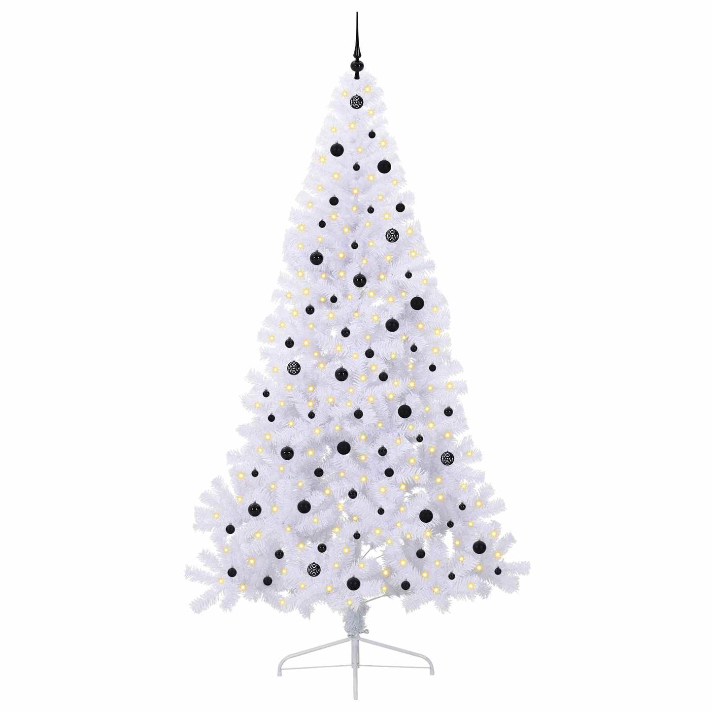 Kunstigt juletræ med 300 LED'er Hvid 240 cm PVC og Stål