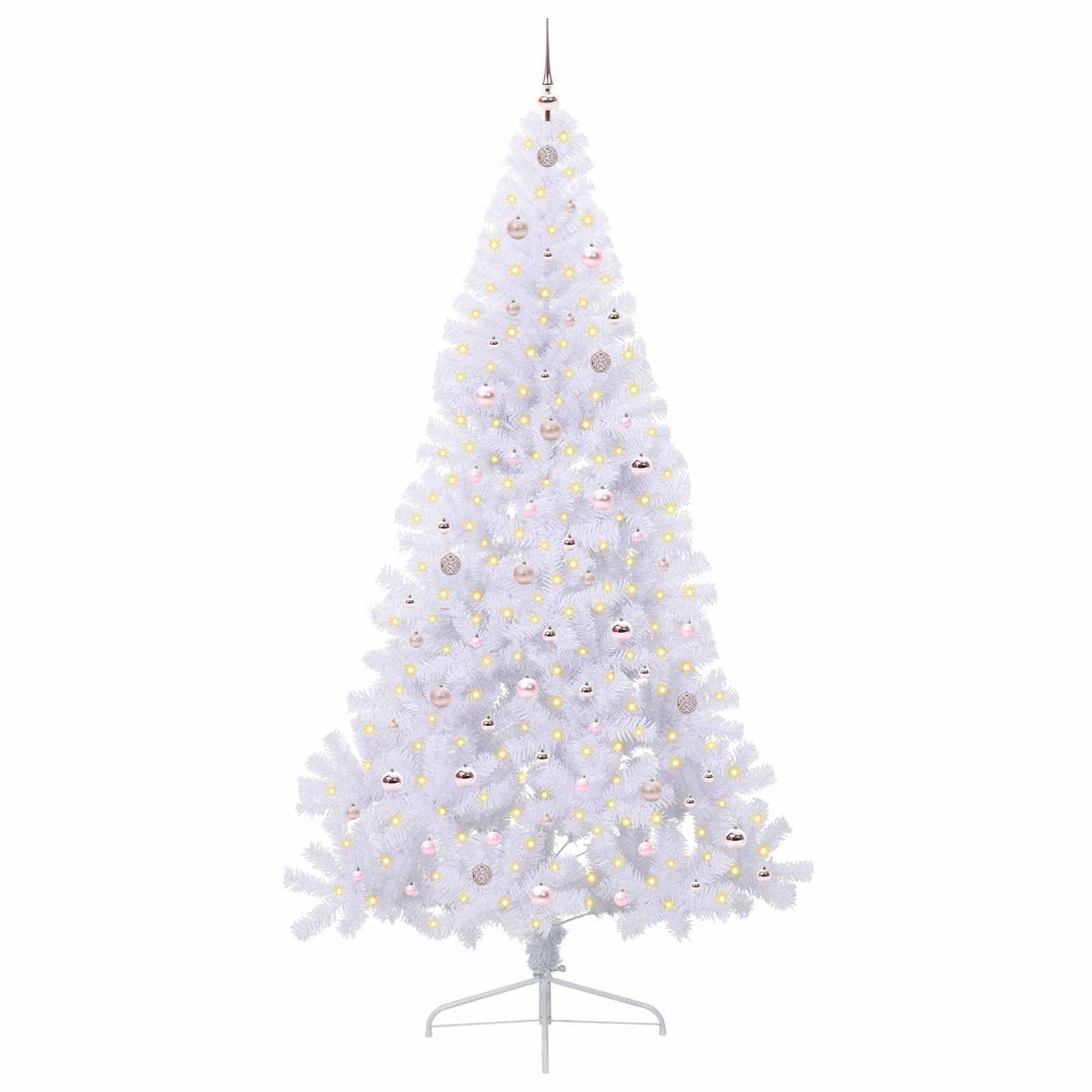 Kunstigt juletræ med 300 LED'er Hvid 240 cm PVC og Stål