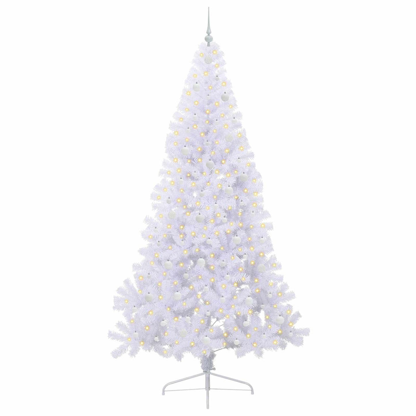 Kunstigt juletræ med 300 LED'er Hvid 240 cm PVC og Stål