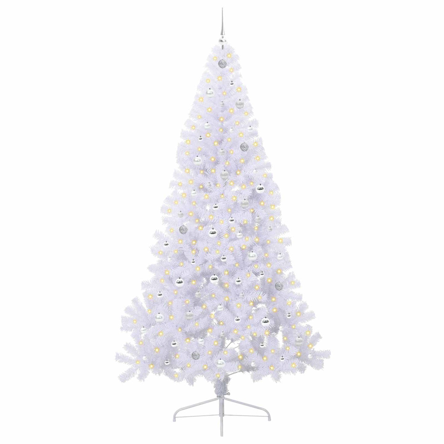 Kunstigt juletræ med 300 LED'er Hvid 240 cm PVC og Stål
