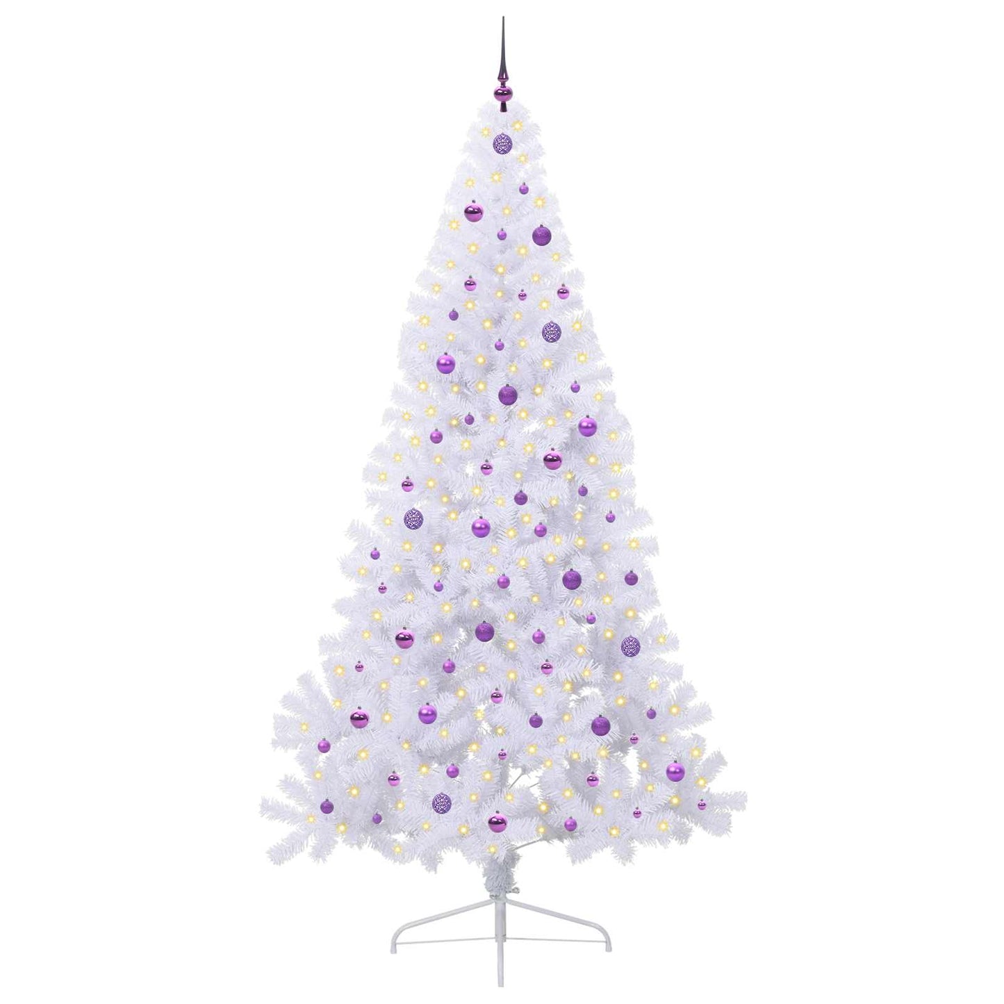 Kunstigt juletræ med 300 LED'er Hvid 240 cm PVC og Stål
