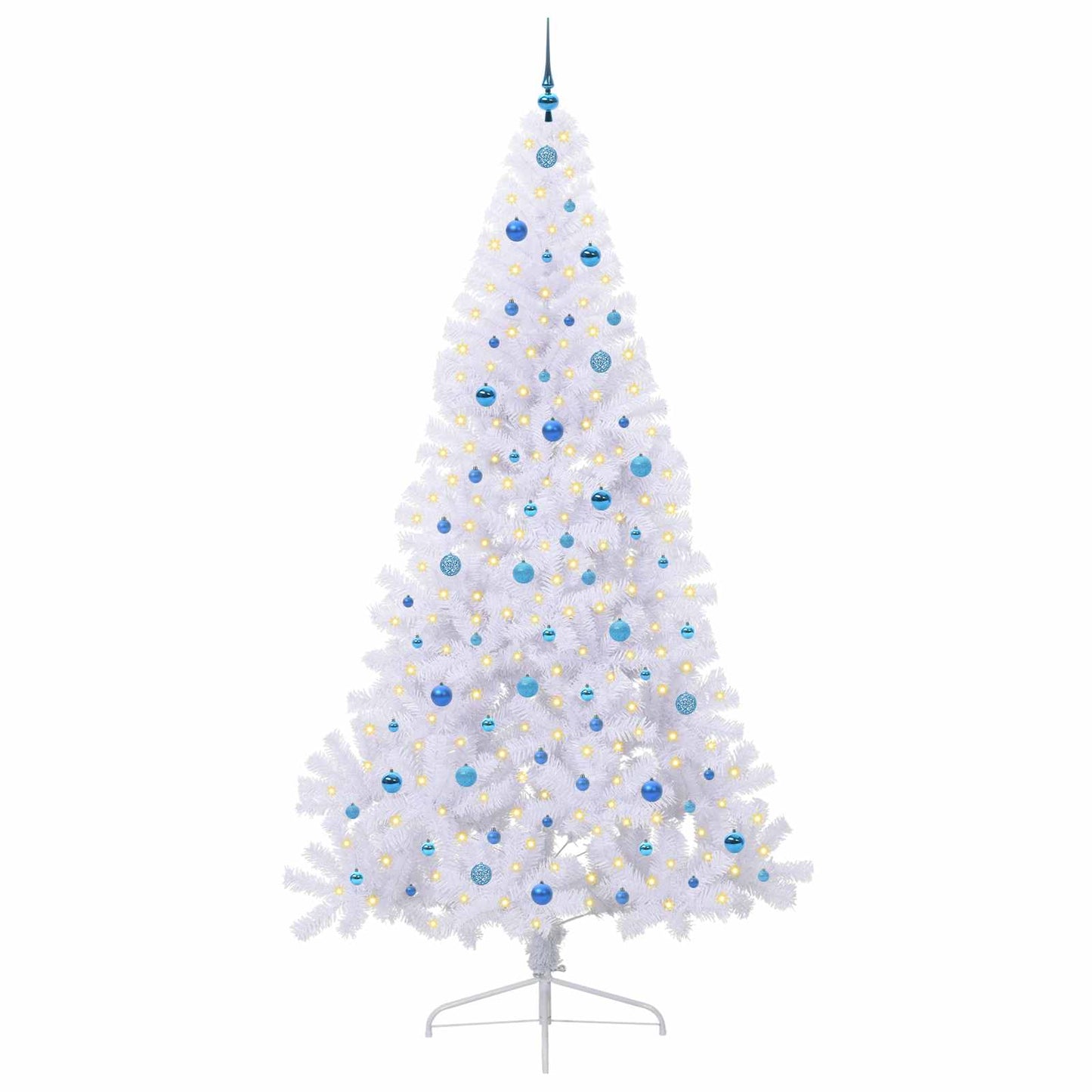 Kunstigt juletræ med 300 LED'er Hvid 240 cm PVC og Stål