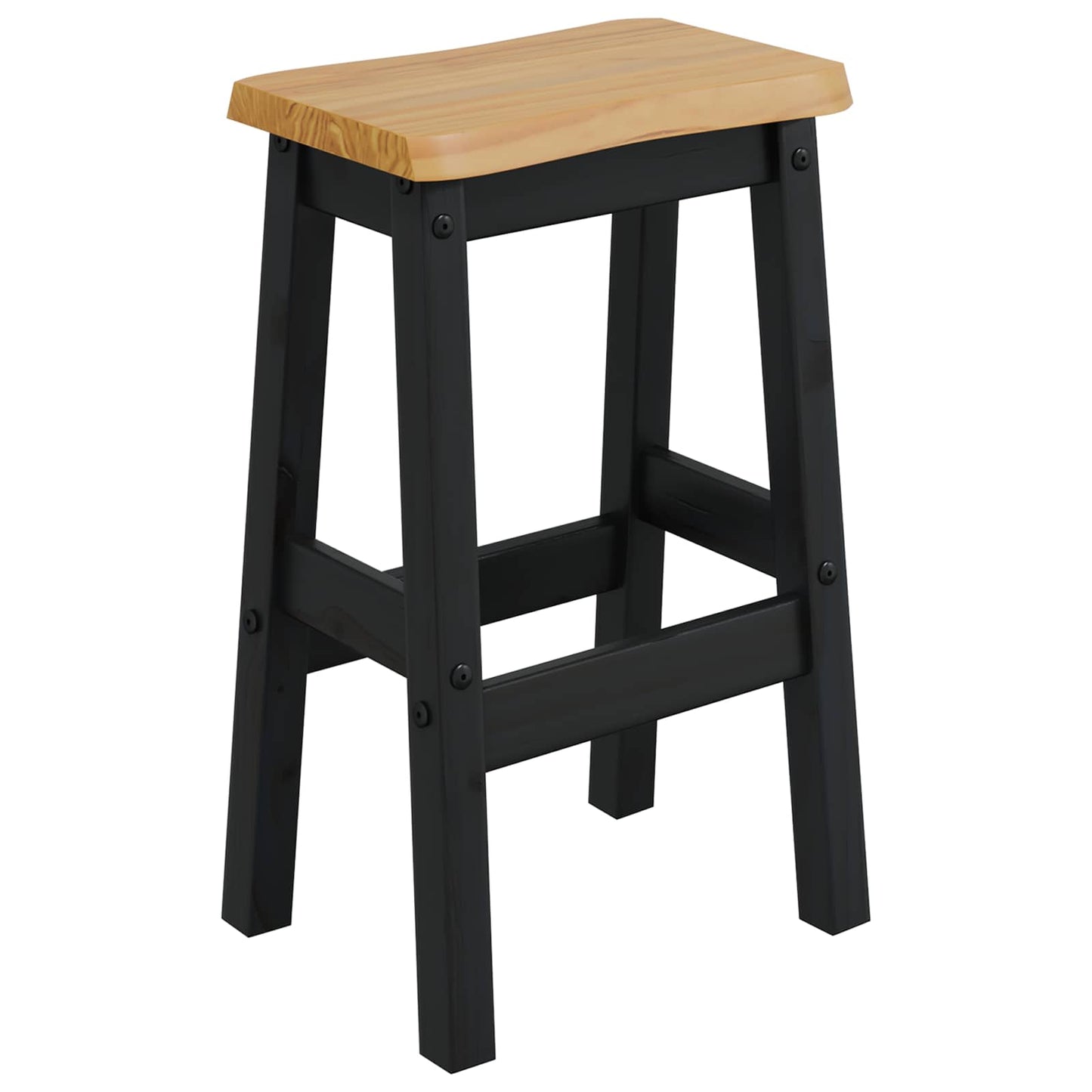 Høj Barstol EKAI 2 pcs Sort 40 x 29 x 63 cm Massivt fyrretræ
