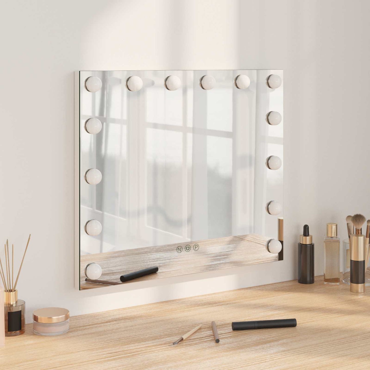 LED Makeup Spejl Hvid 50 x 10 x 44 cm Glas og Stål