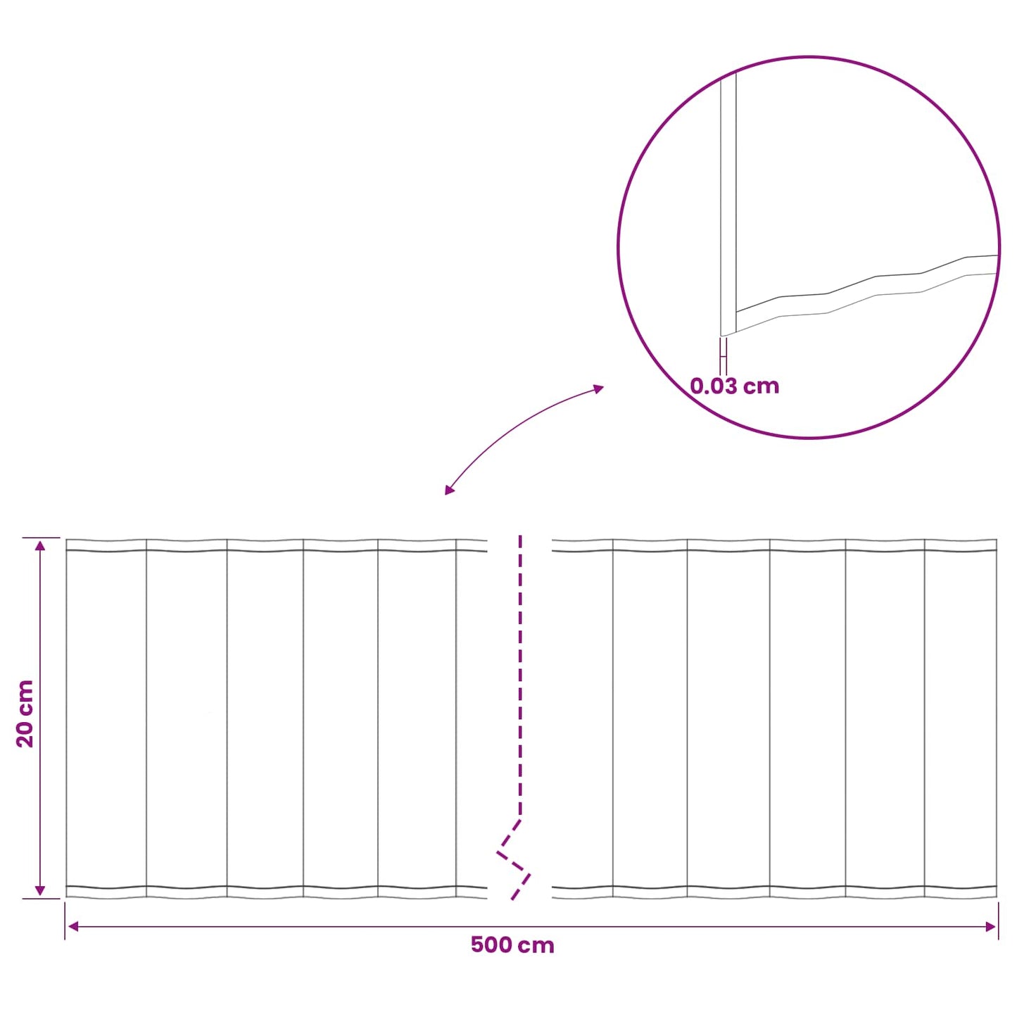 Plænekant 5 m x 20 cm Galvaniseret stål Sølv