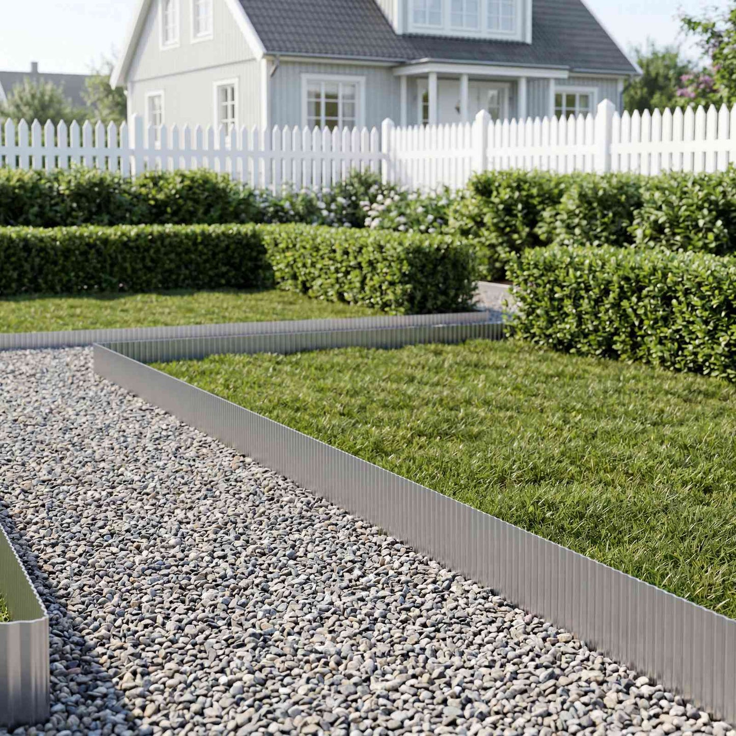 Plænekant 20 m x 25 cm Galvaniseret stål Sølv