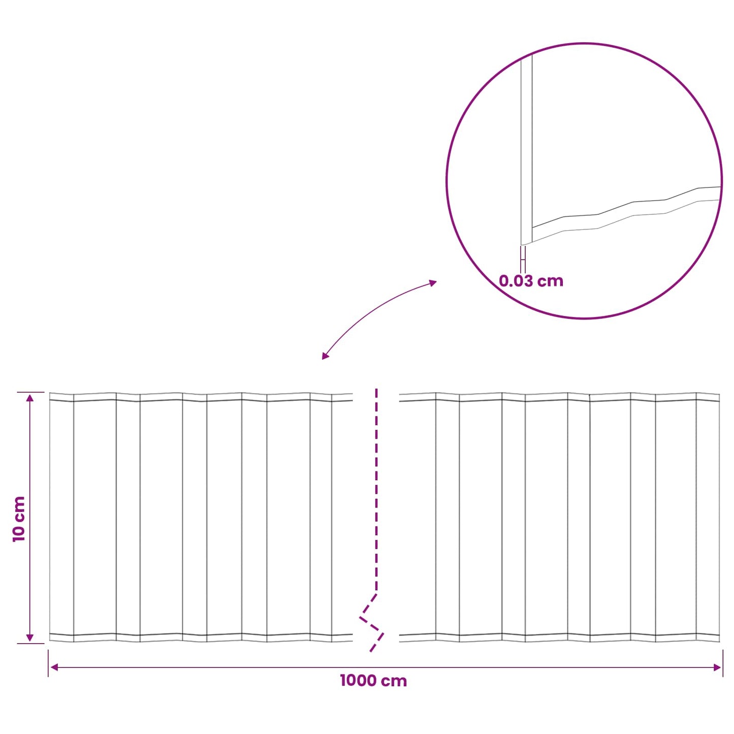 Plænekant 10 m x 10 cm Galvaniseret stål Sølv