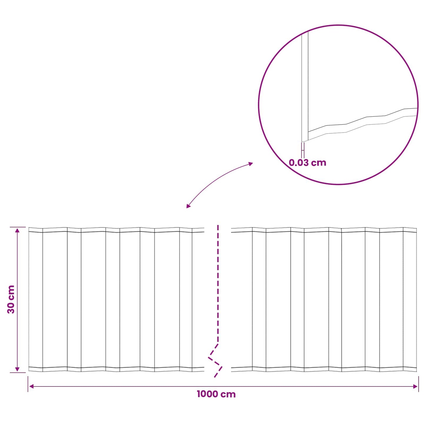 Plænekant 10 m x 30 cm Galvaniseret stål Sølv