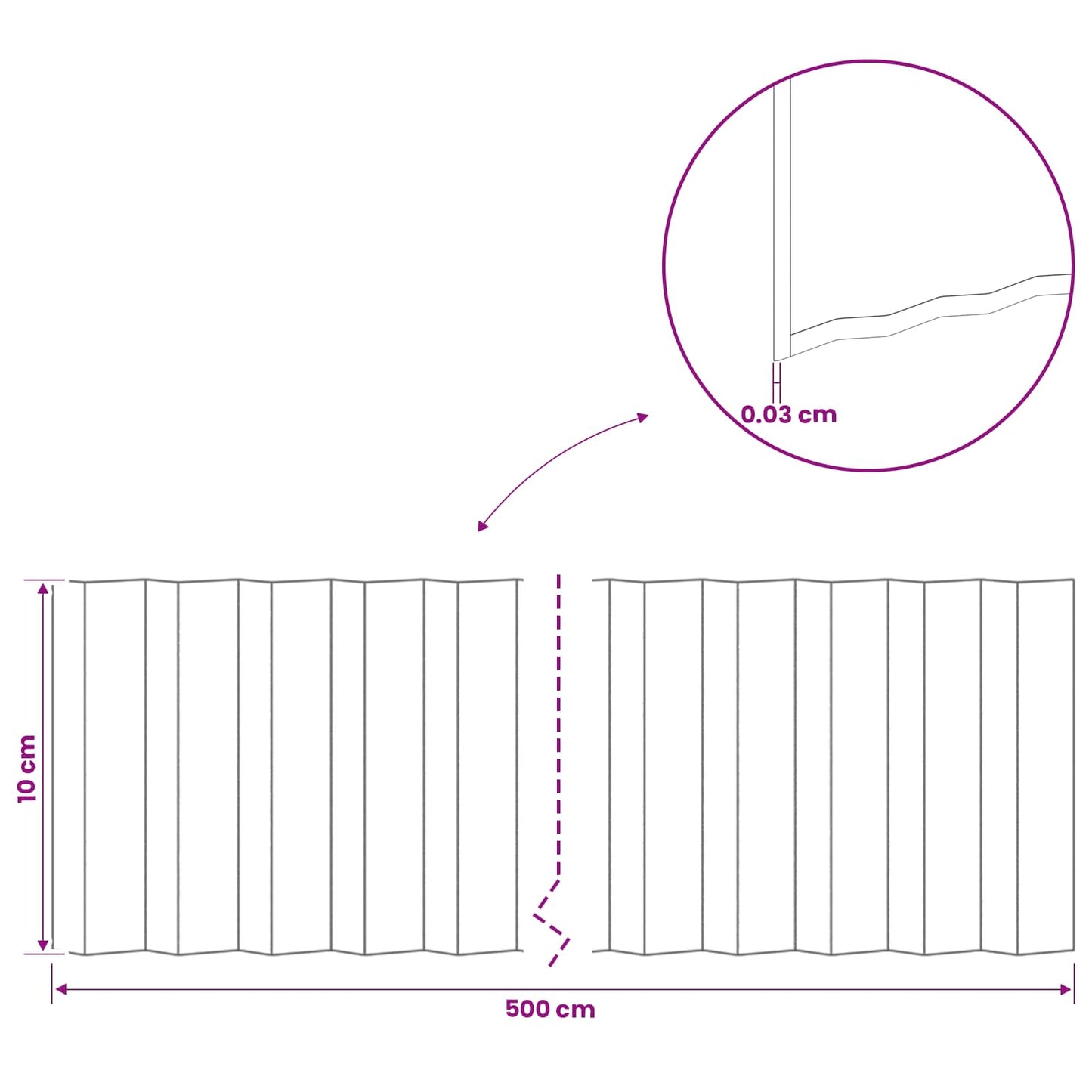 Plænekant 5 m x 10 cm Galvaniseret stål Sølv