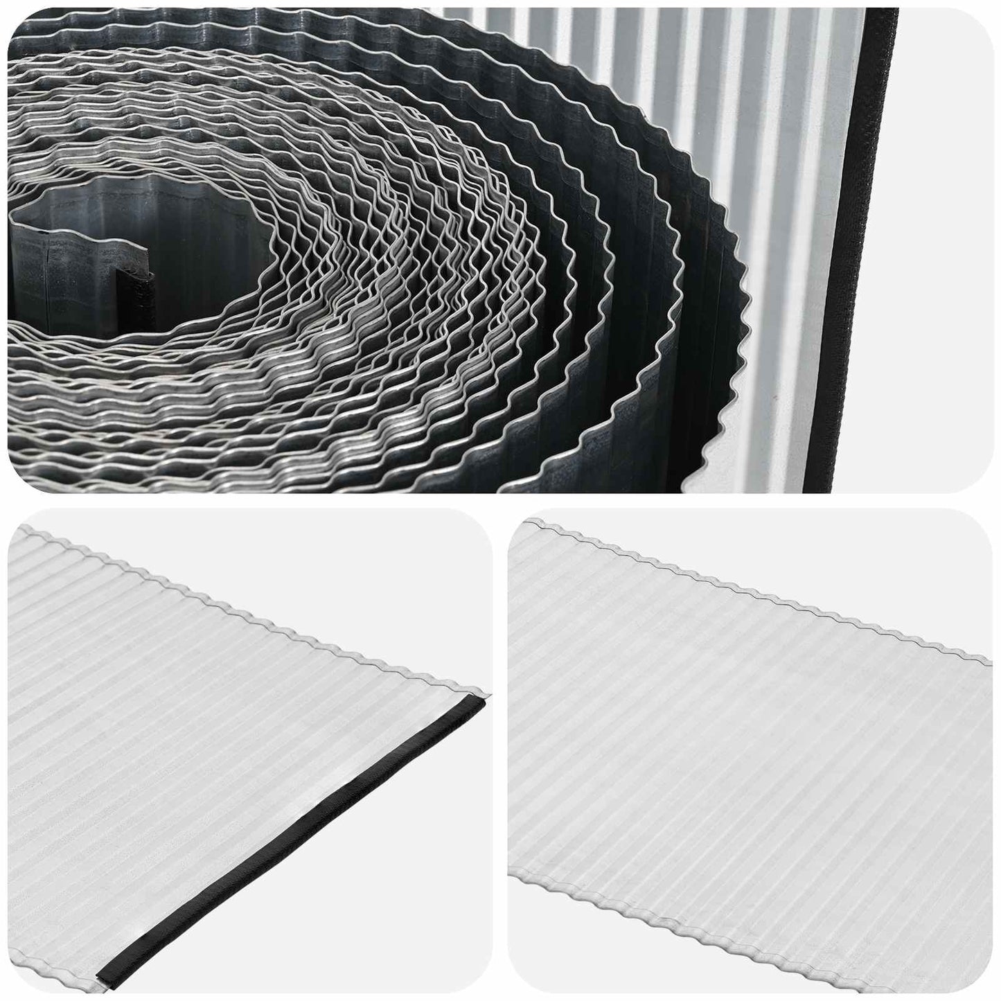 Plænekant 5 m x 15 cm Galvaniseret stål Sølv
