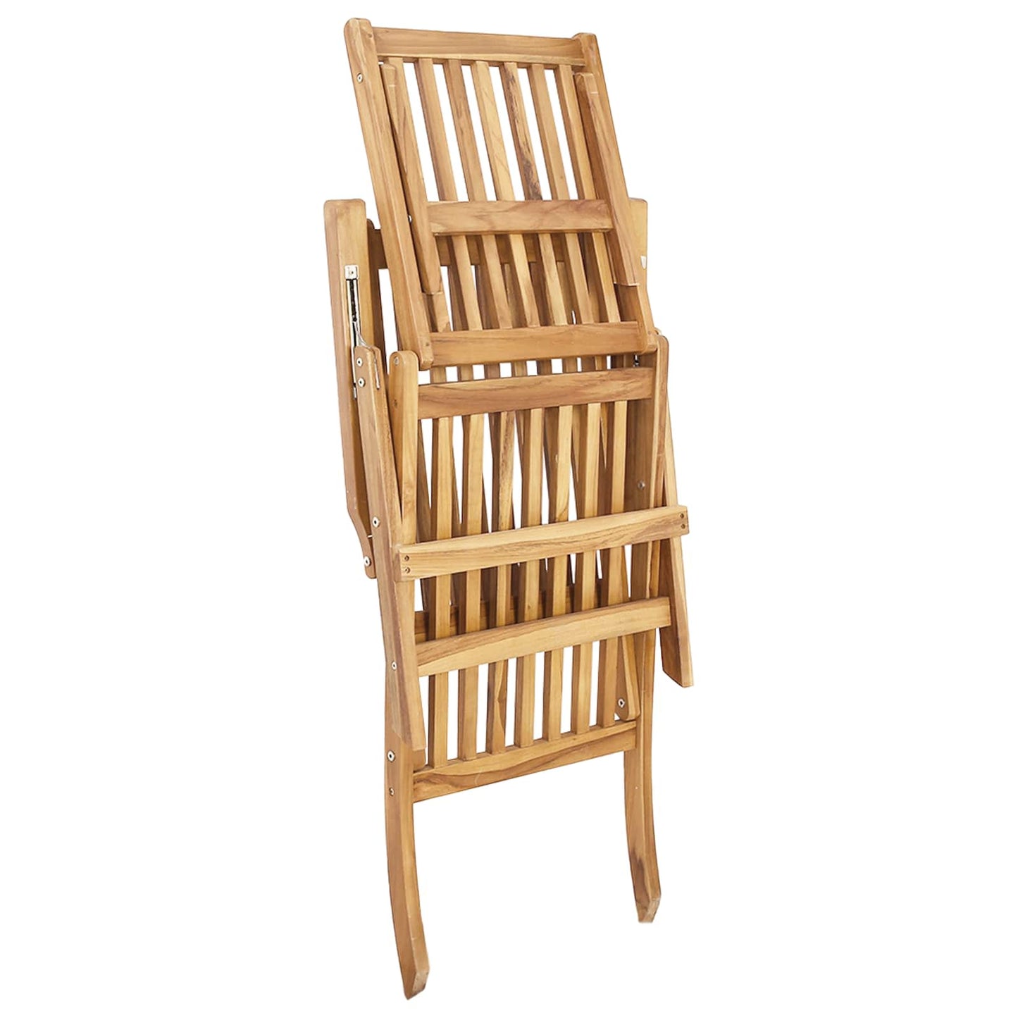 Foldbar Dæk Stol 2 pcs Naturfarvet Massiv Teaktræ