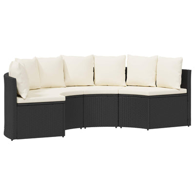 Sofa Sæt 2 pcs Sort Massiv akacietræ og poly rattang