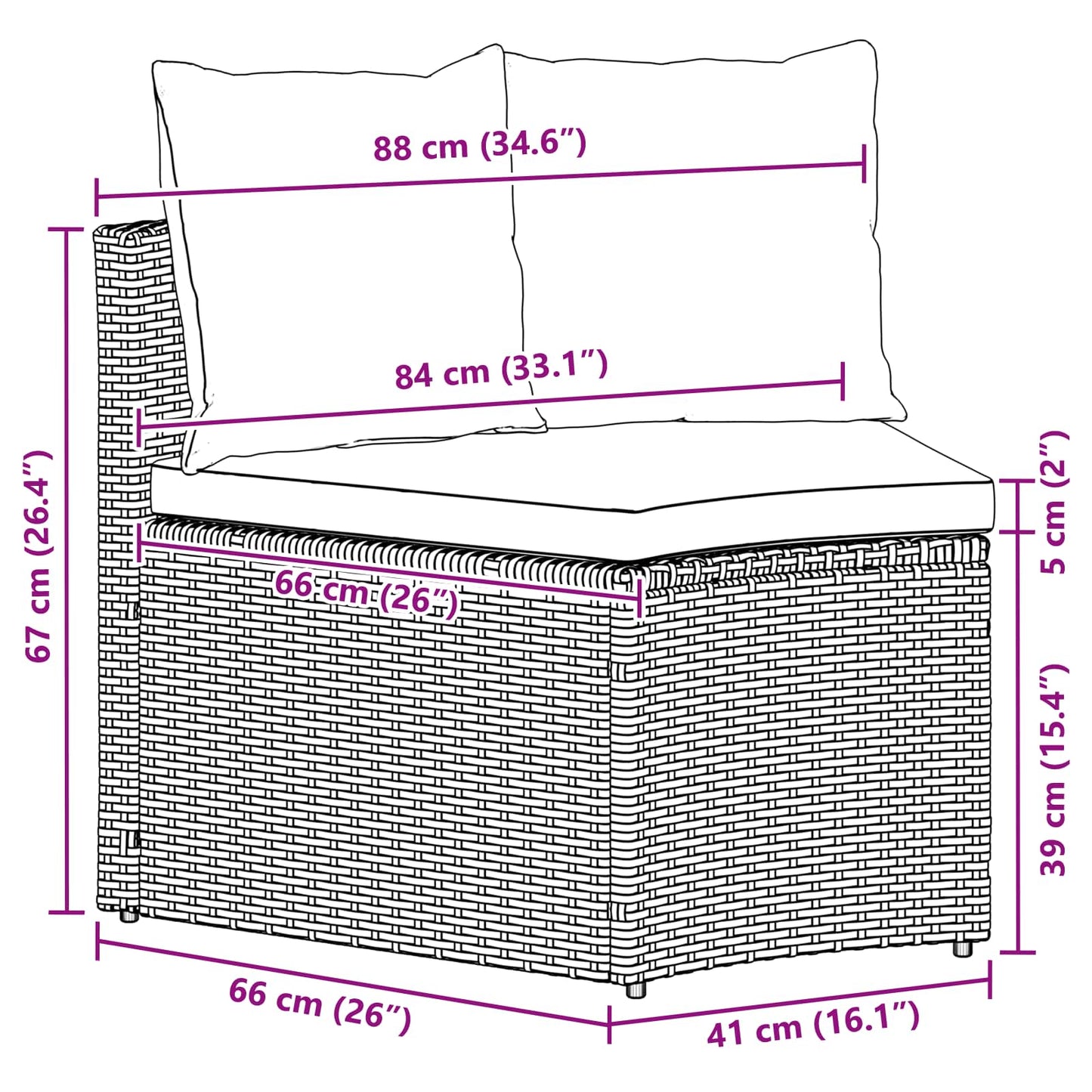 Sofa Sæt 2 pcs Sort Massiv akacietræ og poly rattang