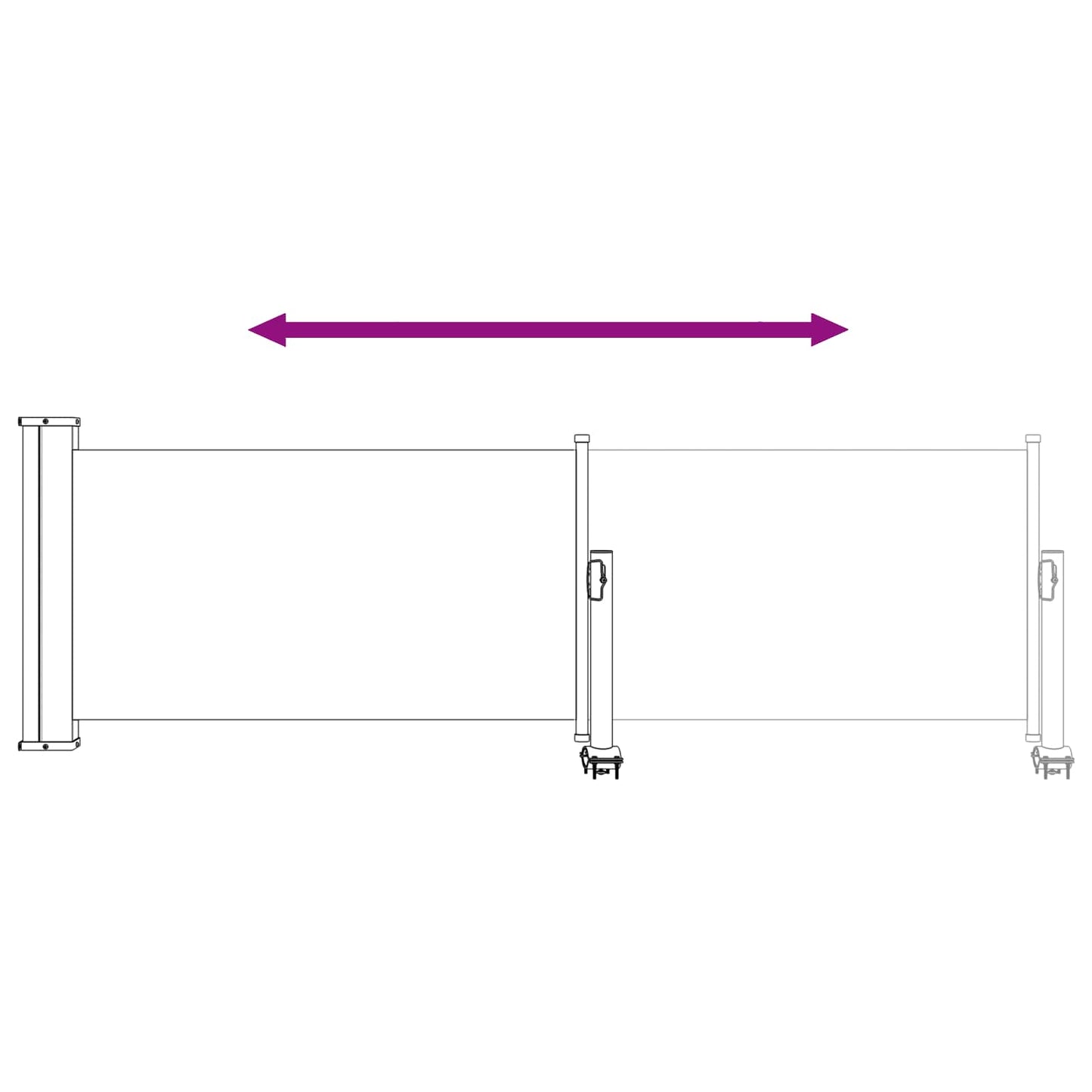 Side Markise 60 x 300 cm Rektangulær Hvid
