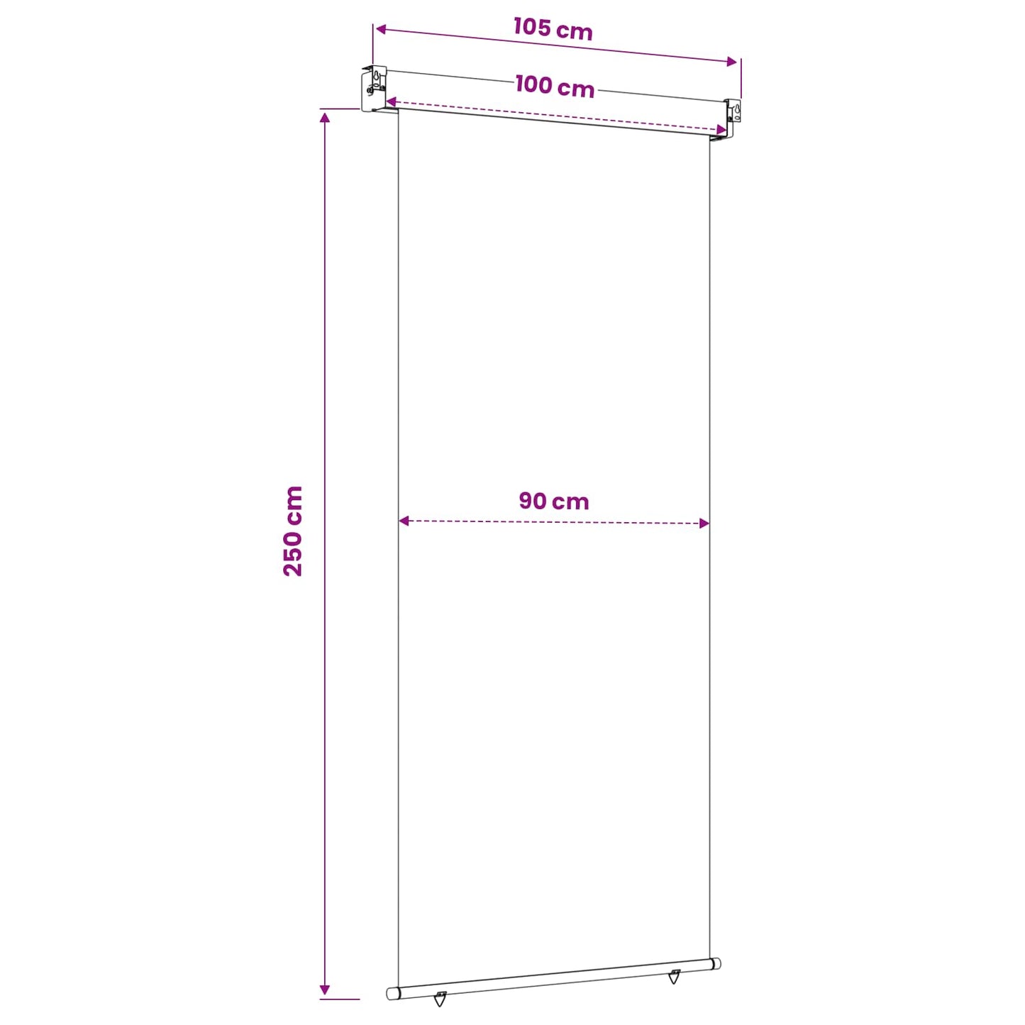 Balkon Sideskærm 100 x 250 cm 100% polyester jern stål Antracit