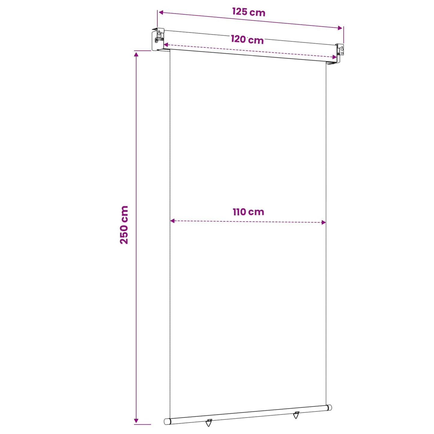 Balkon Sideskærm 117 x 250 cm 100% polyester jern stål Antracit