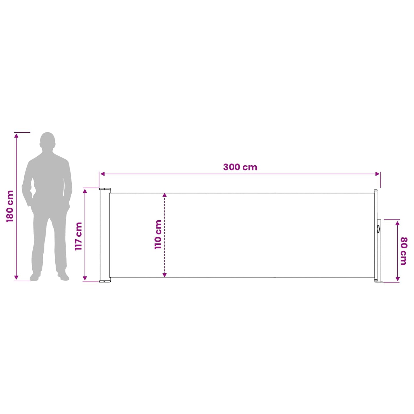 Udtrækkeligt side-markise 120 x 300 cm Polyester Rektangulær