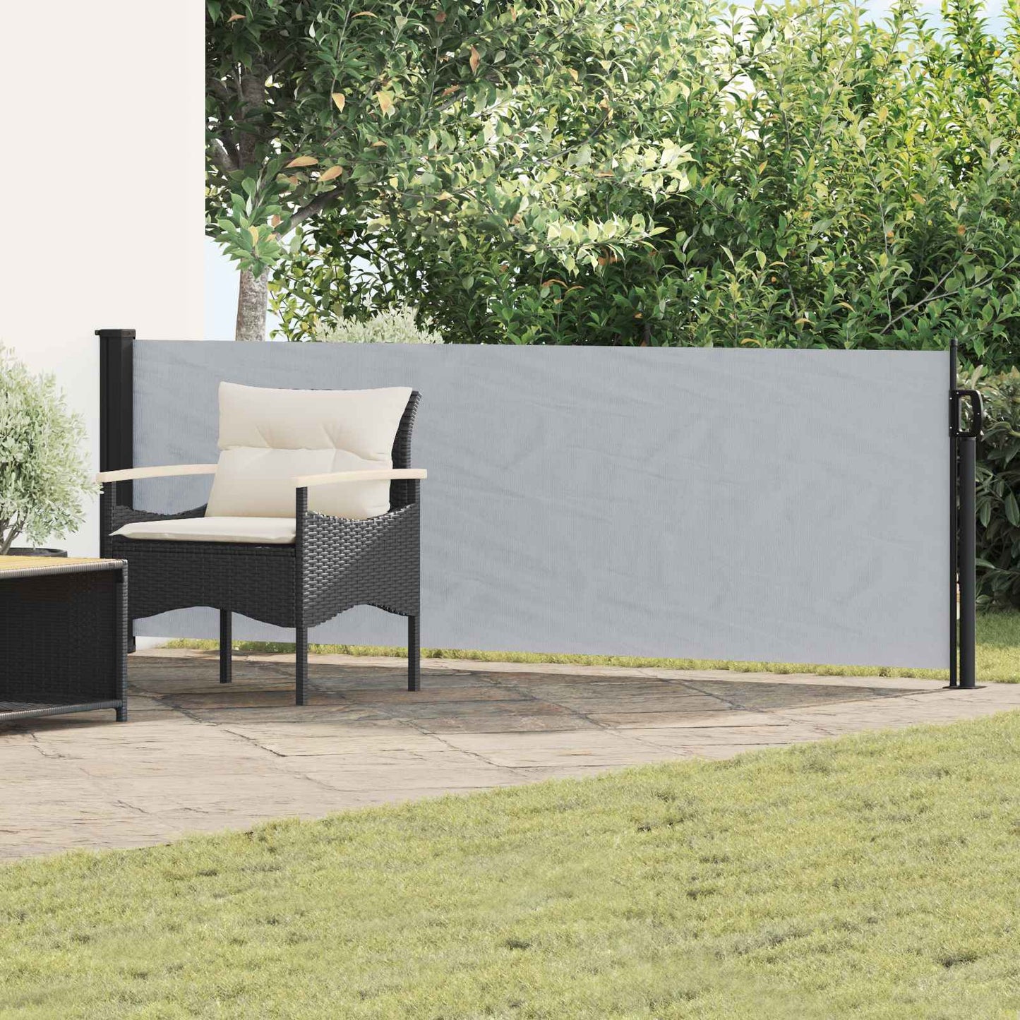 Udtrækkeligt side-markise Grå 300 x 100 cm Polyester