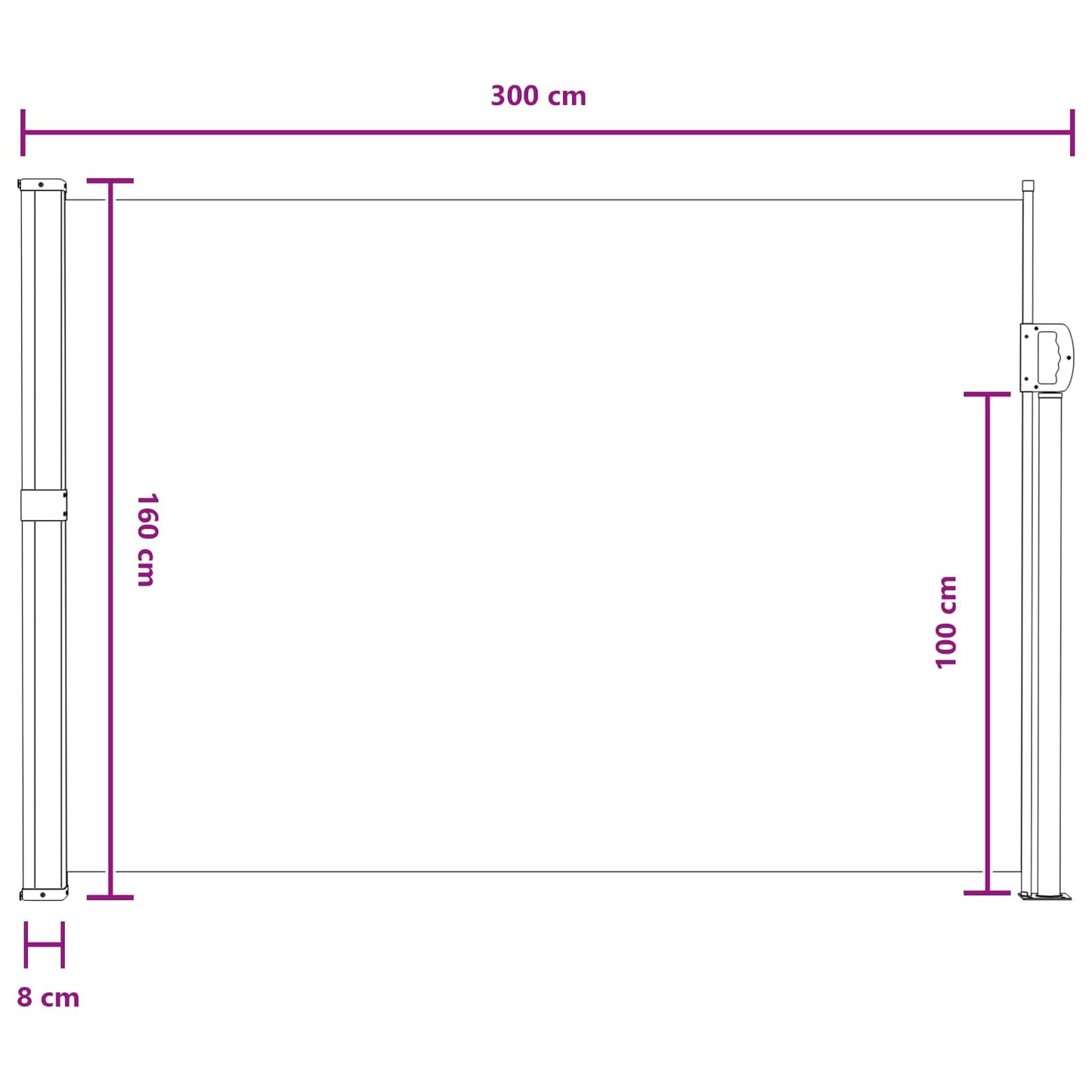 Udtrækkeligt side-markise Sandfarvet 300 x 160 cm Polyester