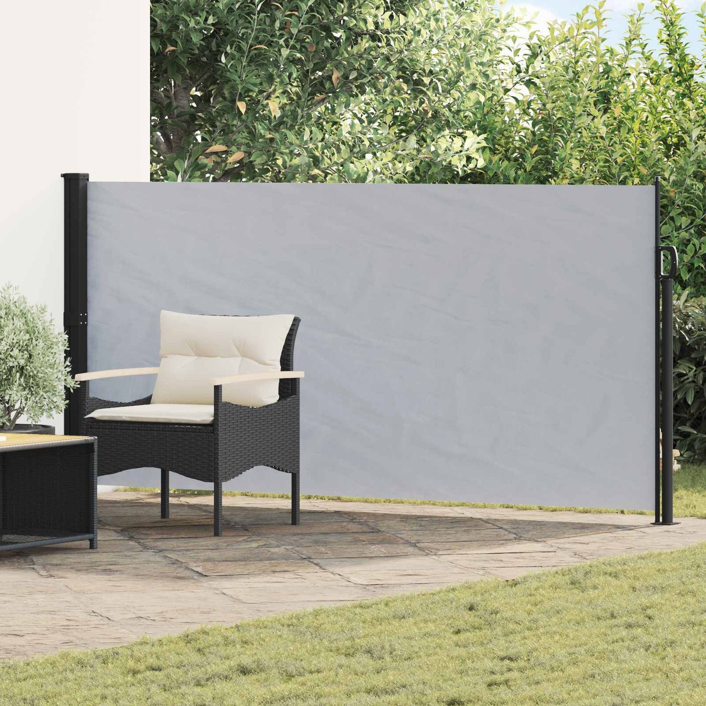 Udtrækkeligt side-markise Grå 300 x 170 cm Polyester