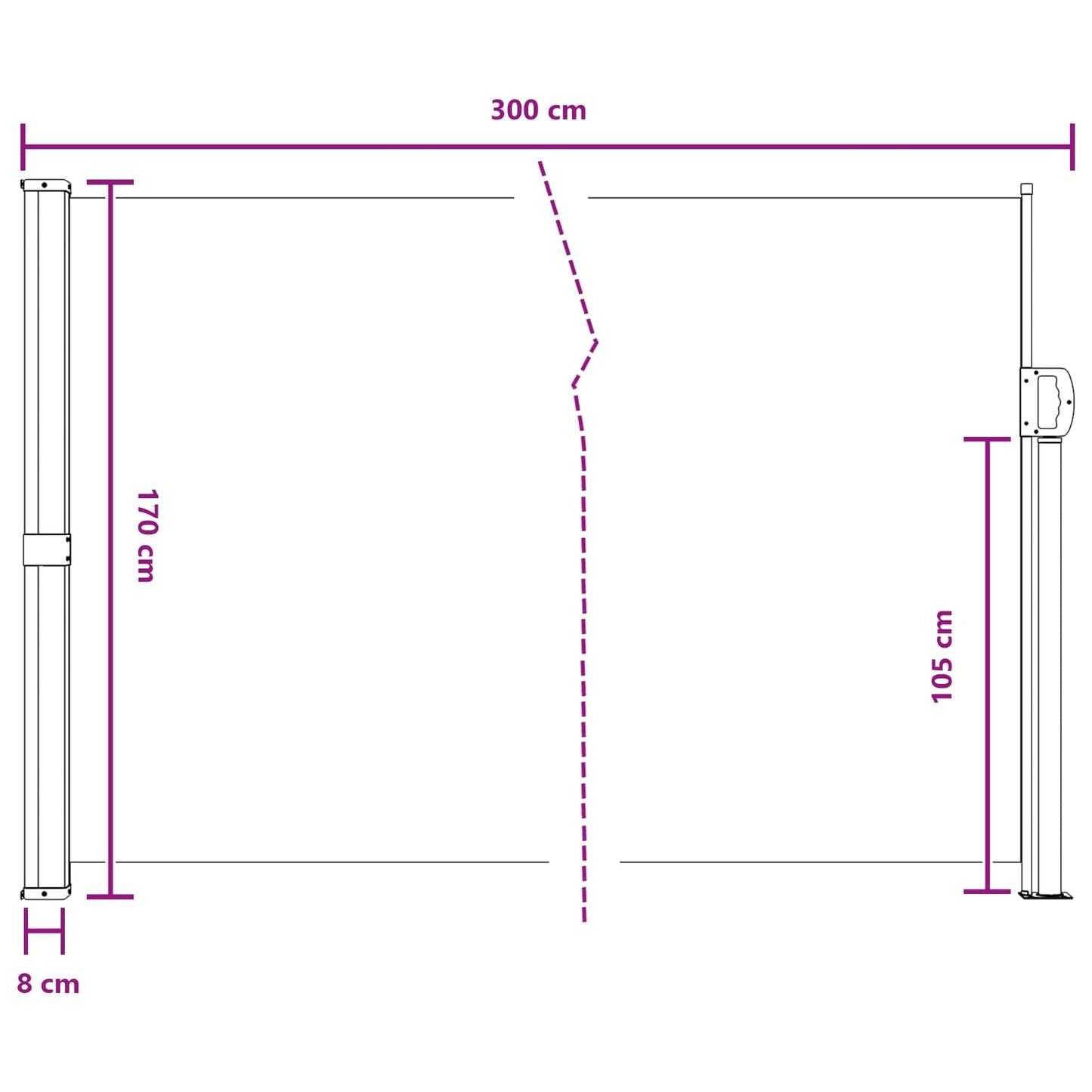Udtrækkeligt side-markise Grå 300 x 170 cm Polyester