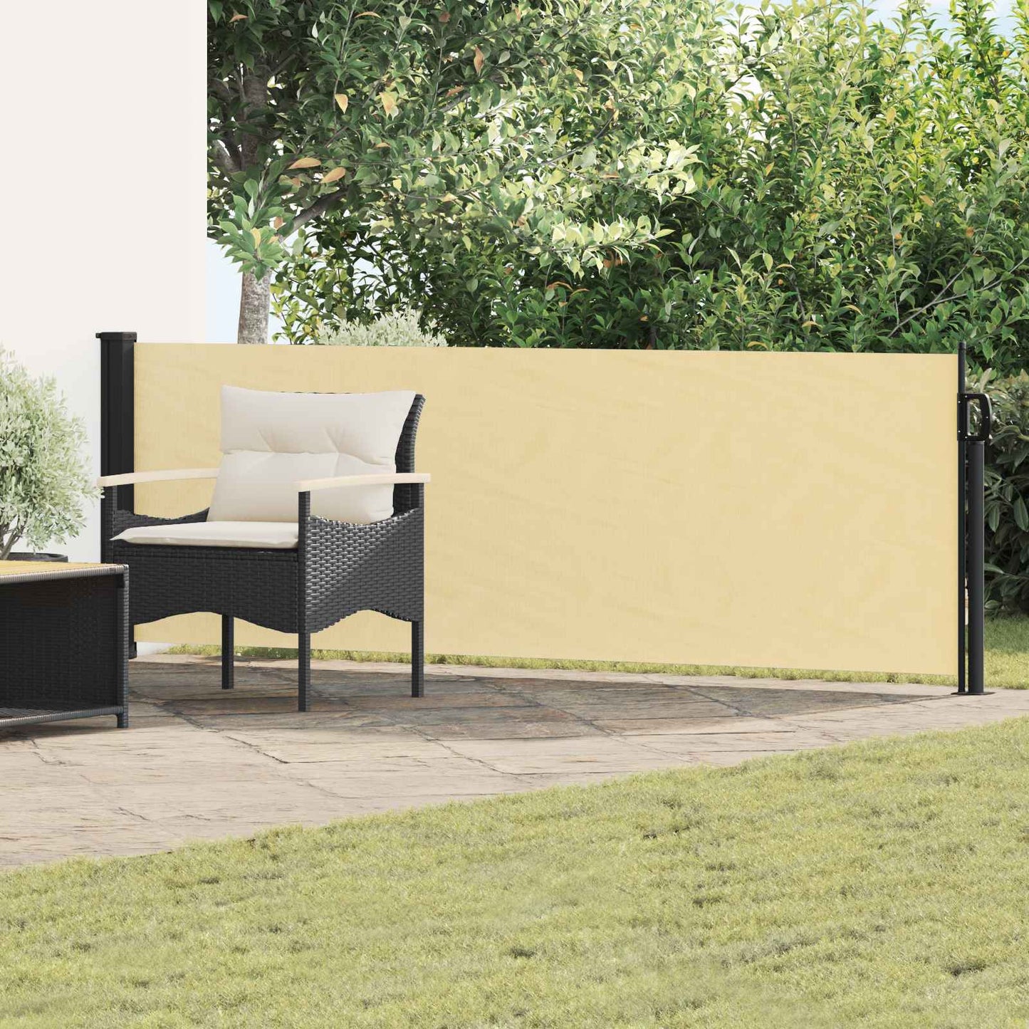 Udtrækkeligt side-markise Sandfarvet 500 x 100 cm Polyester