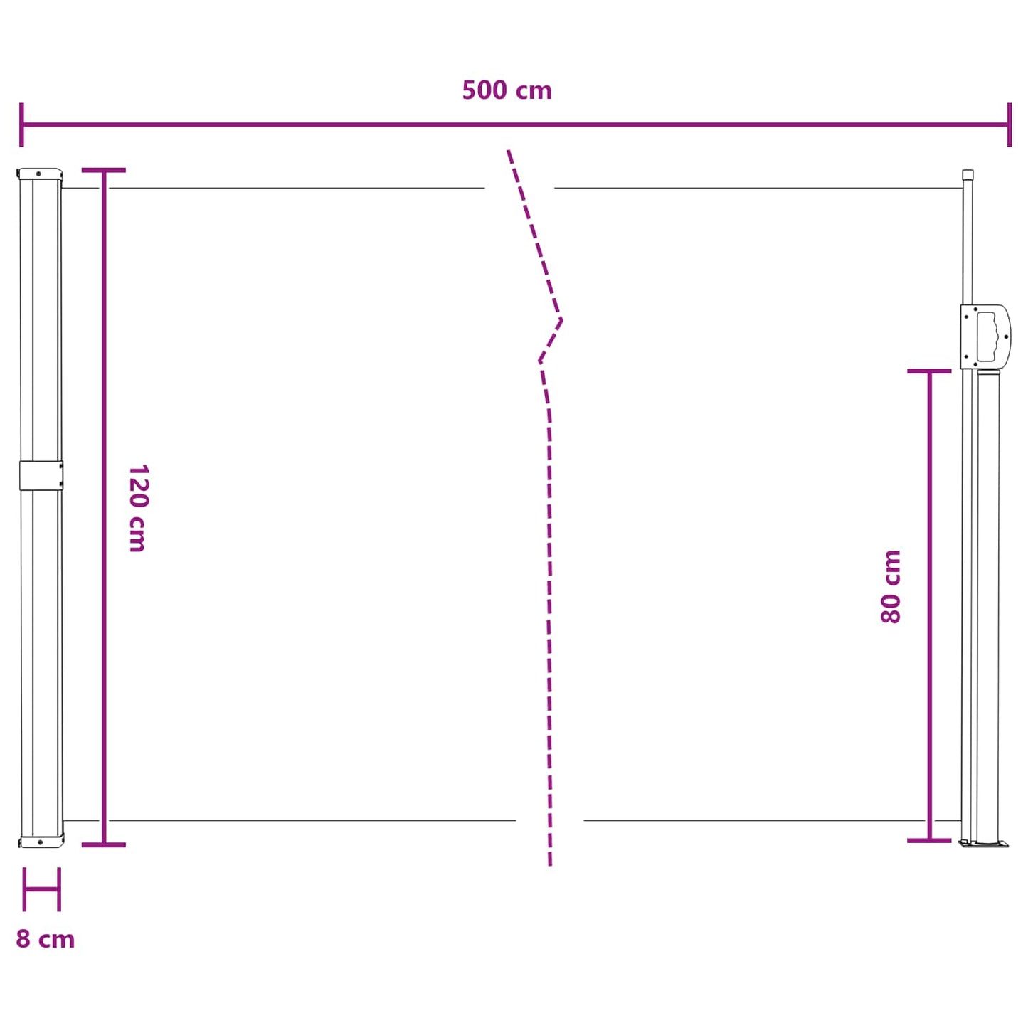 Udtrækkeligt side-markise Sandfarvet 500 x 120 cm Polyester
