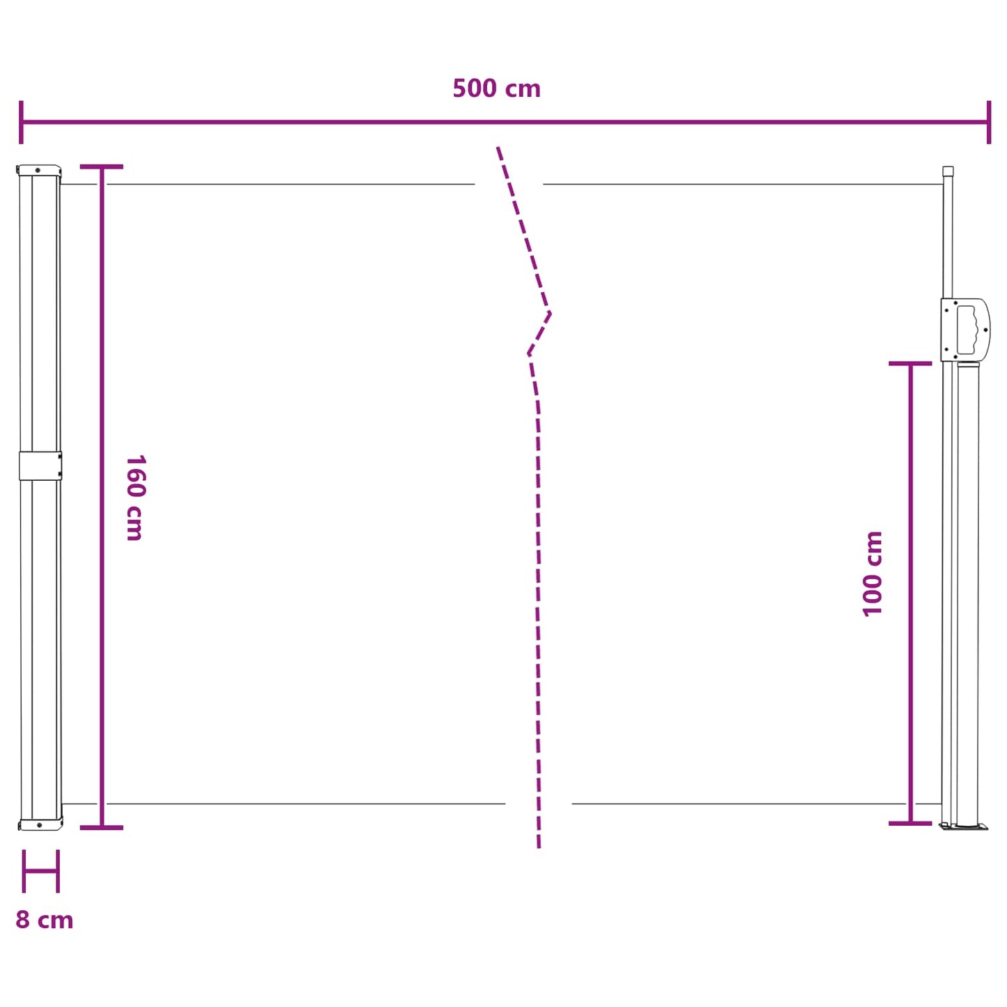 Udtrækkeligt side-markise Sandfarvet 500 x 160 cm Polyester