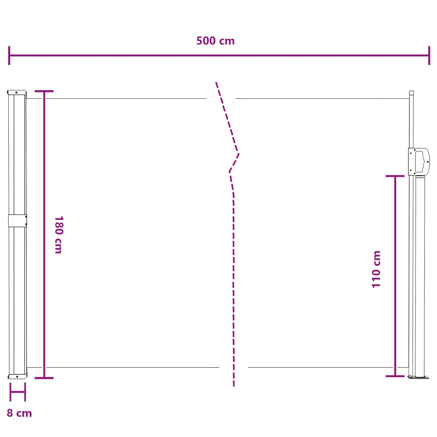 Udtrækkeligt side-markise Sandfarvet 500 x 180 cm Polyester