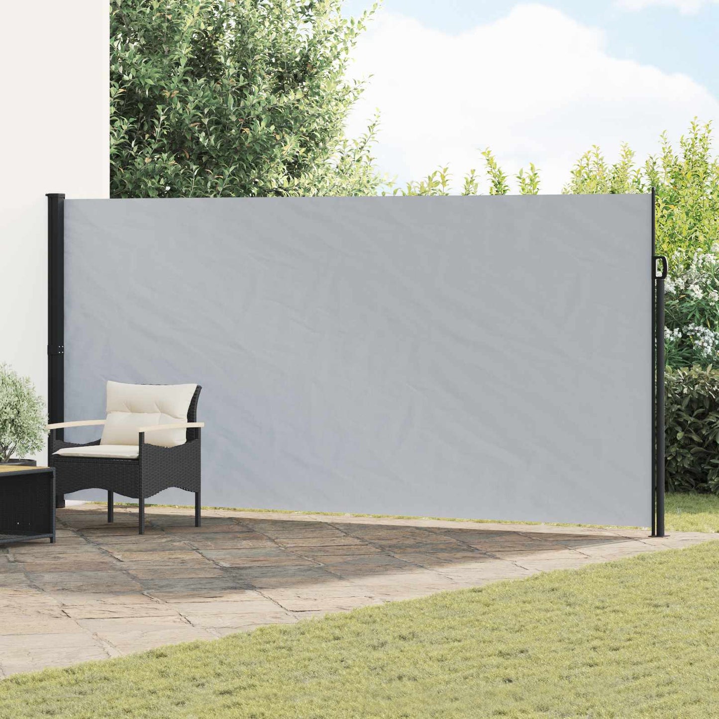 Udtrækkeligt side-markise Grå 600 x 200 cm Polyester