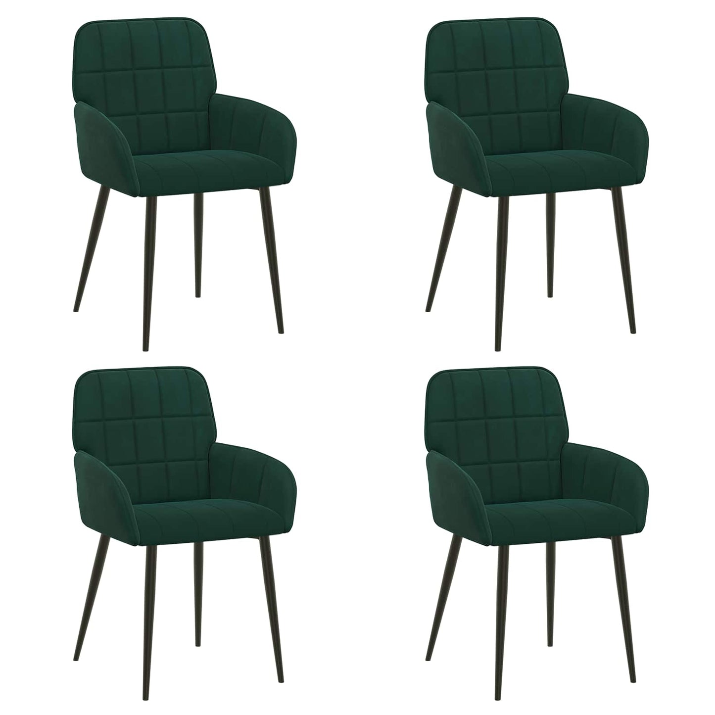 Spisestole 4 pcs Fløjl Mørkegrøn 57 x 50 x 85 cm
