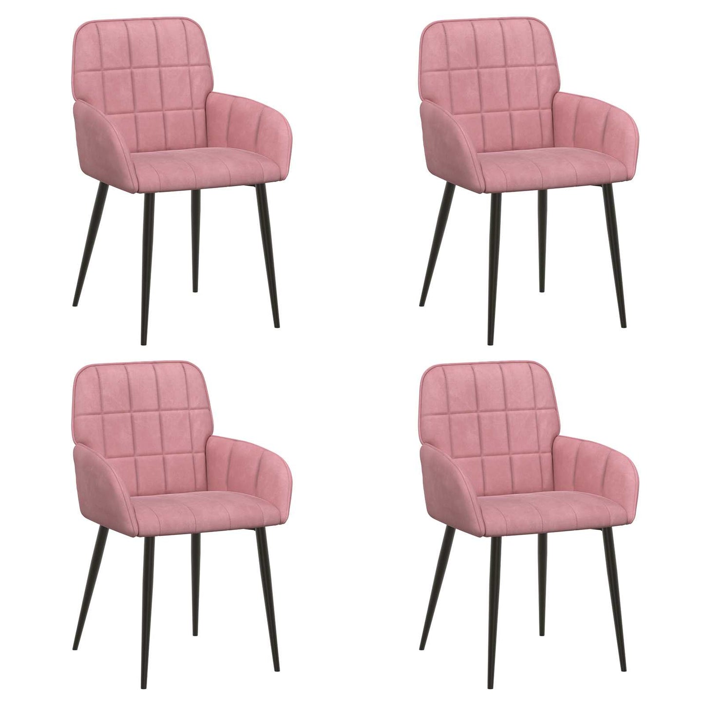 Spisestole 4 pcs Fløjl Lyserød 57 x 50 x 85 cm