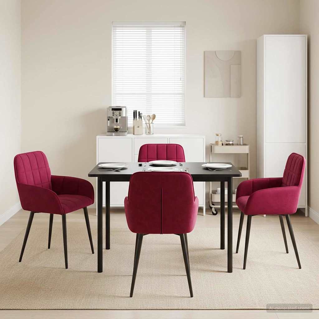 Spisestole 4 pcs Fløjl Vinrød 57 x 50 x 85 cm